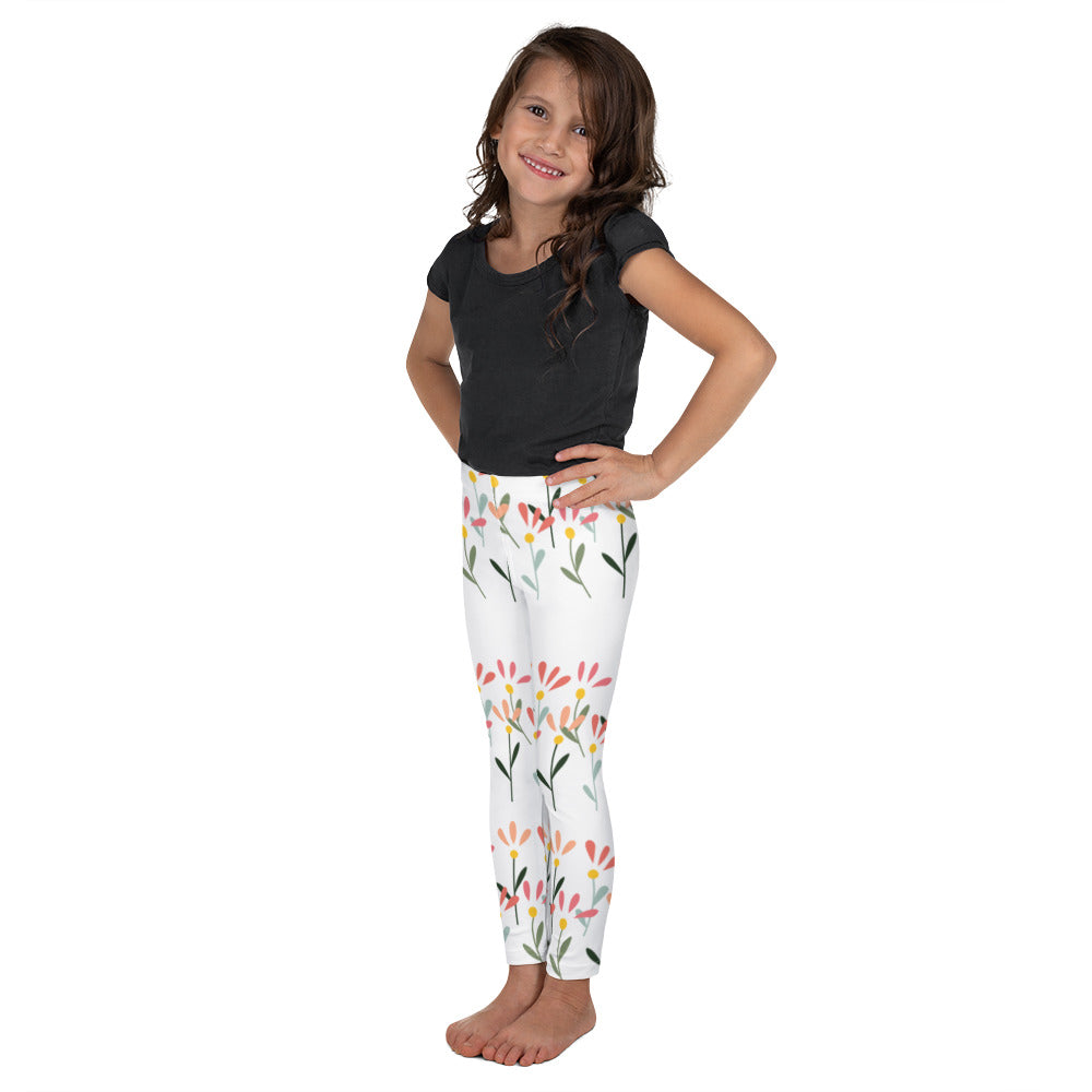 White with Little Flowers - Kid's Leggings