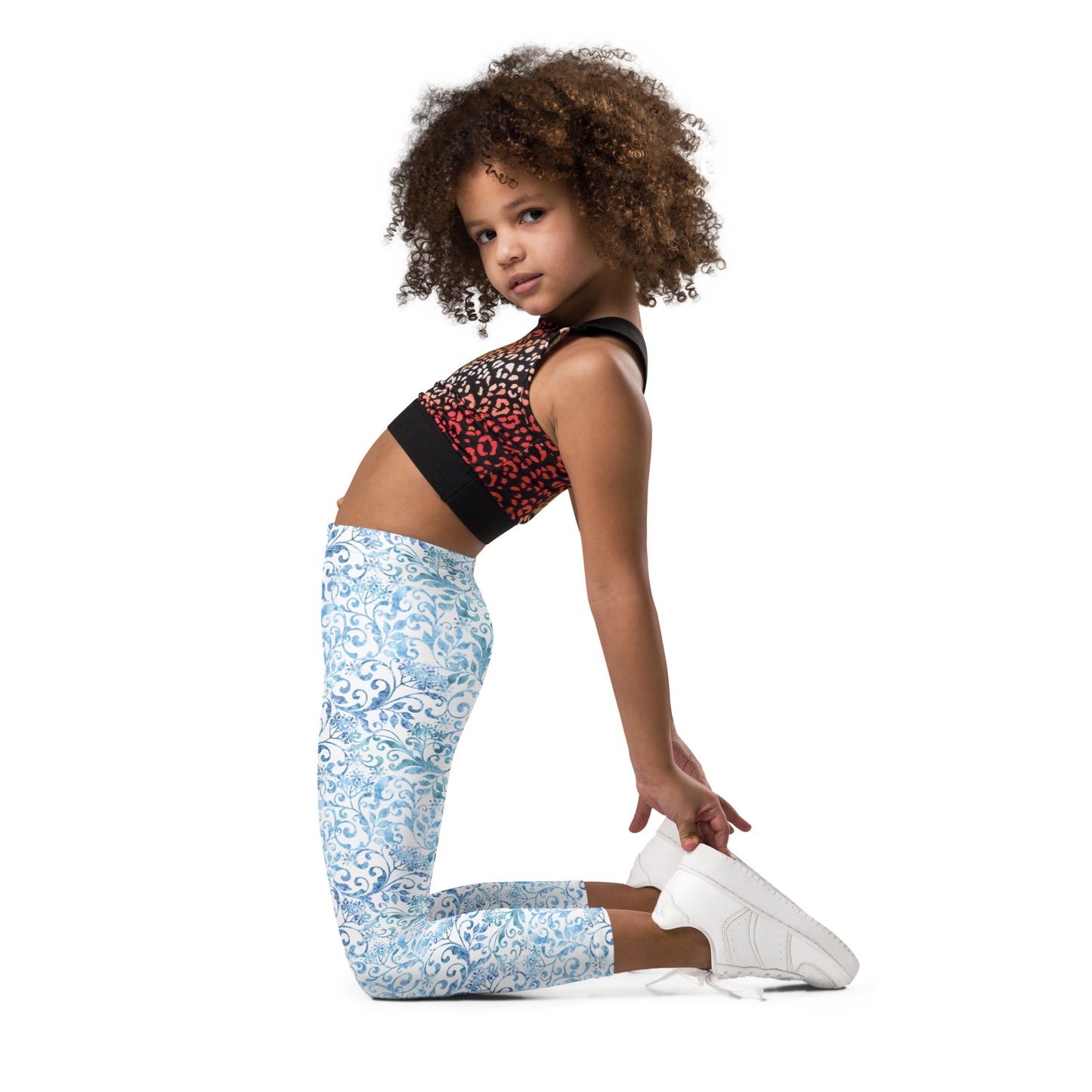 White with Blue Winter 7 - Kid's Leggings