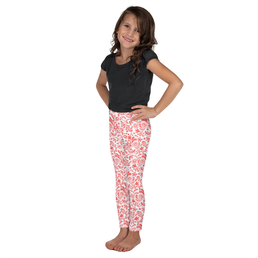 Red Watercolor Swirls - Kid's Leggings