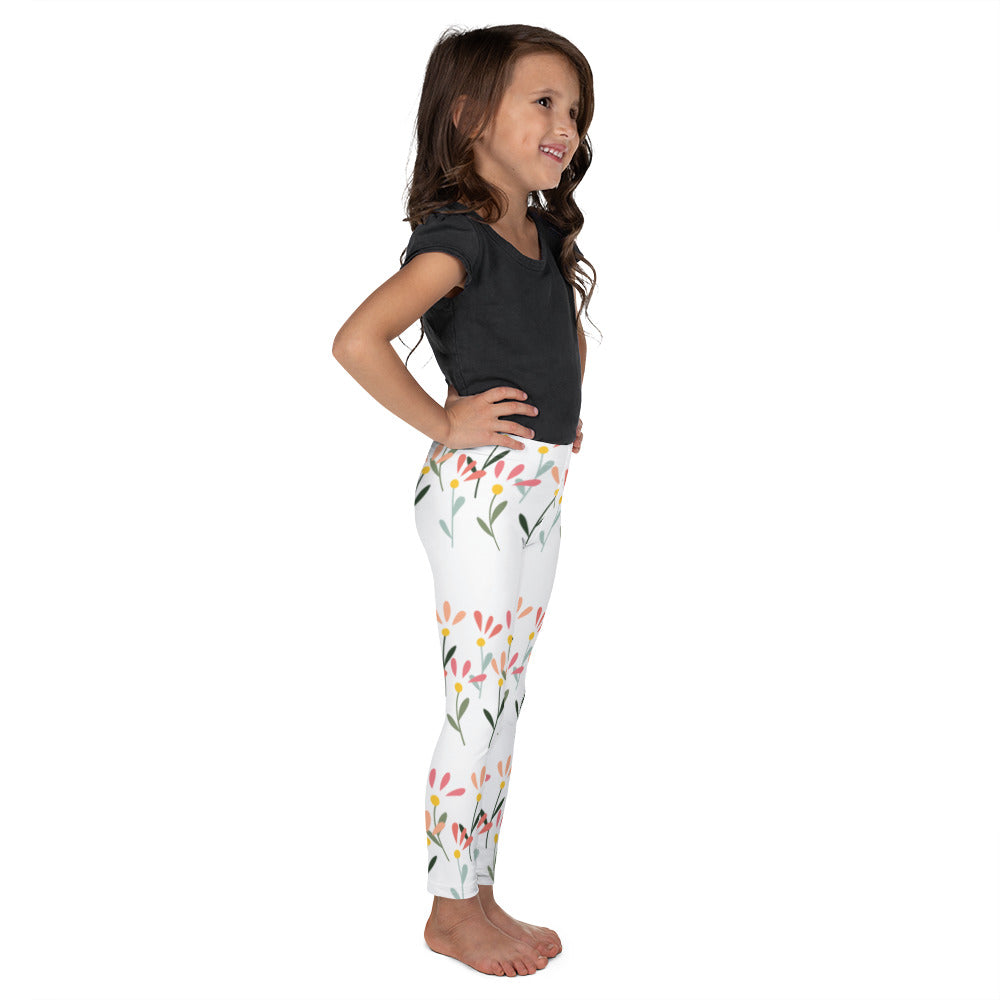 White with Little Flowers - Kid's Leggings