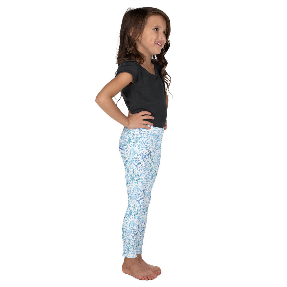White with Blue Winter 7 - Kid's Leggings