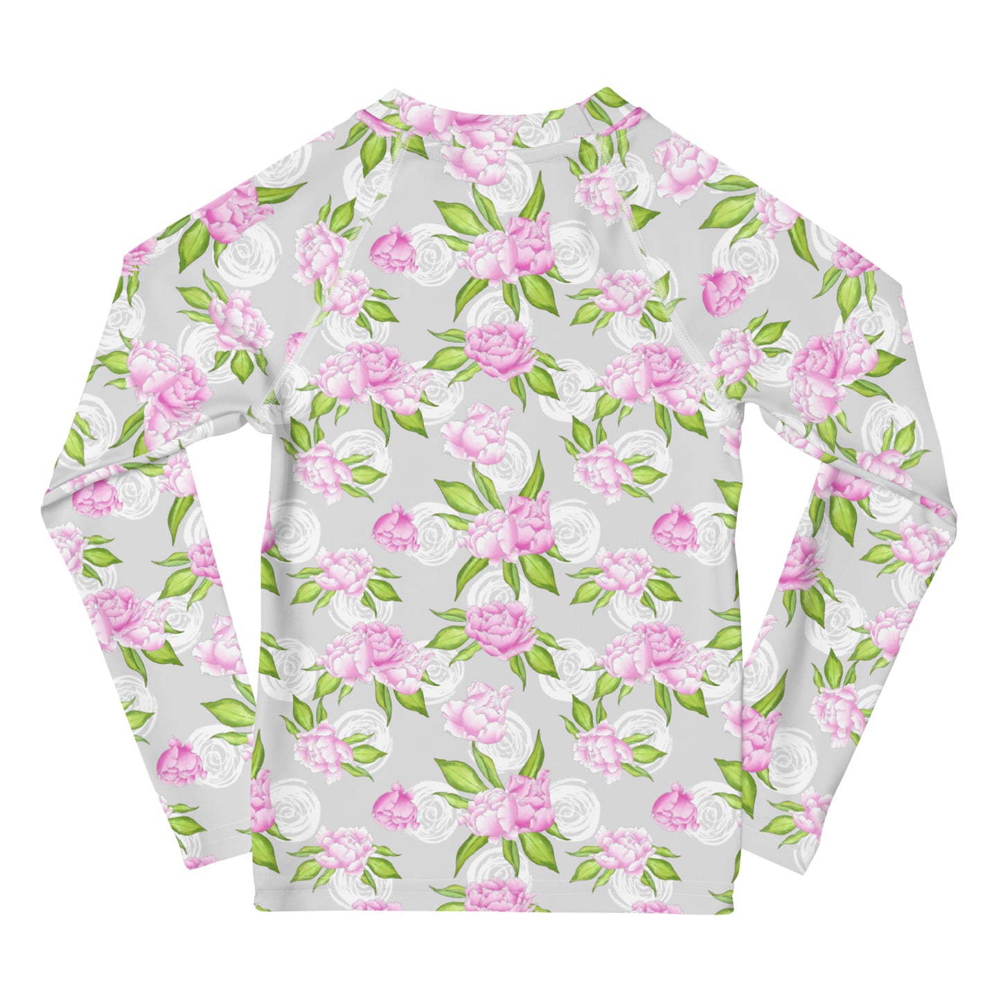 Pink Roses White Circles - Kids Rash Guard