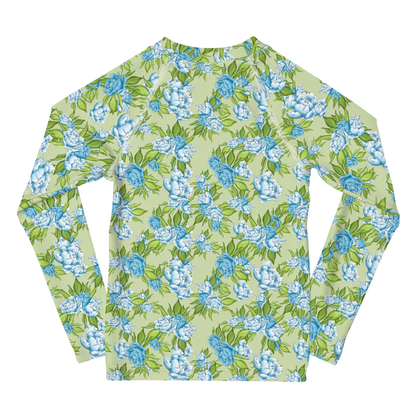 Green and Blue Flowers - Kids Rash Guard