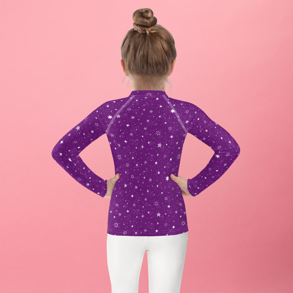 Purple and White Stars - Kids Rash Guard