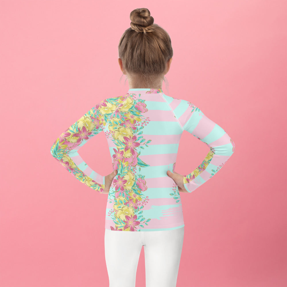 Flowers and Stripes - Kids Rash Guard
