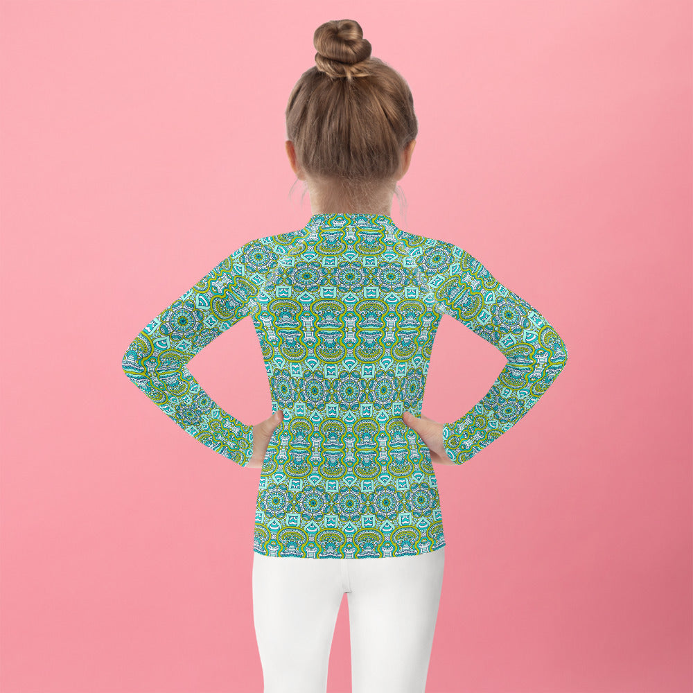 Green Mandala - Kids Rash Guard