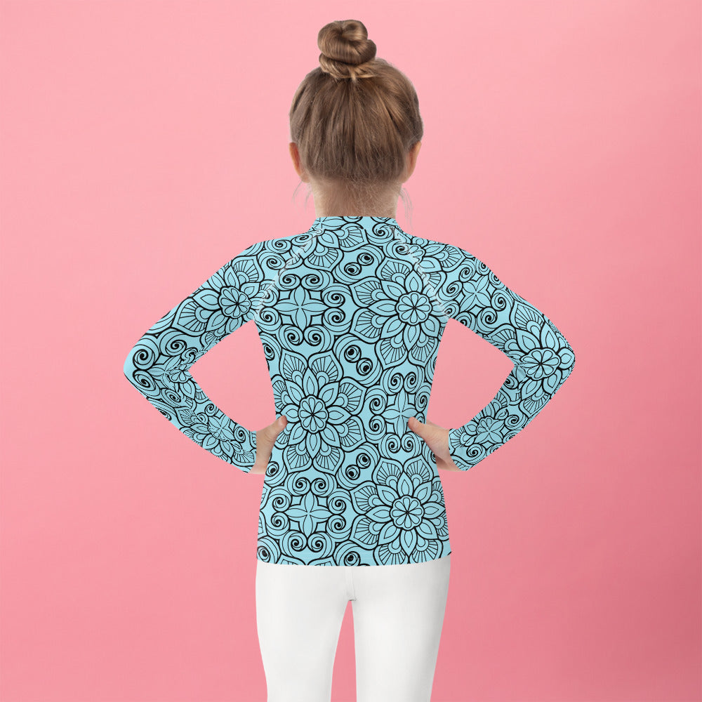 Blue and Black Mandala - Kids Rash Guard