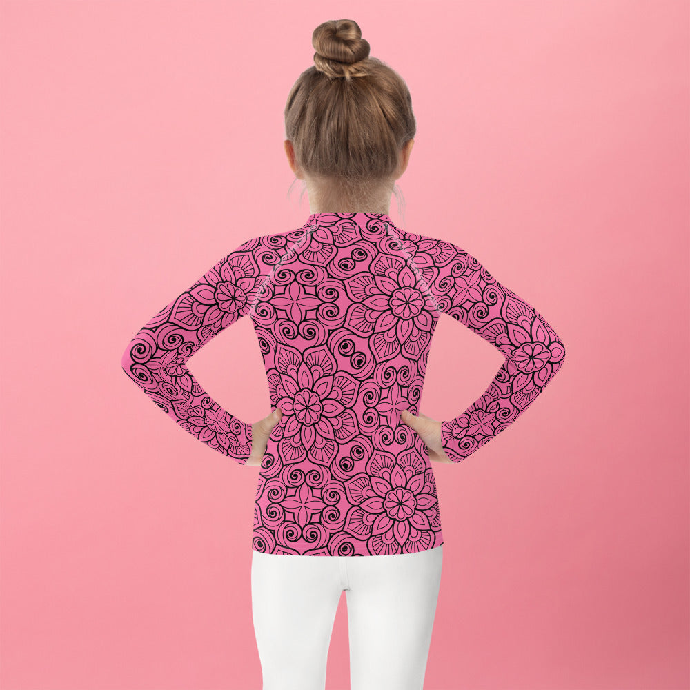 Pink and Black Mandala - Kids Rash Guard