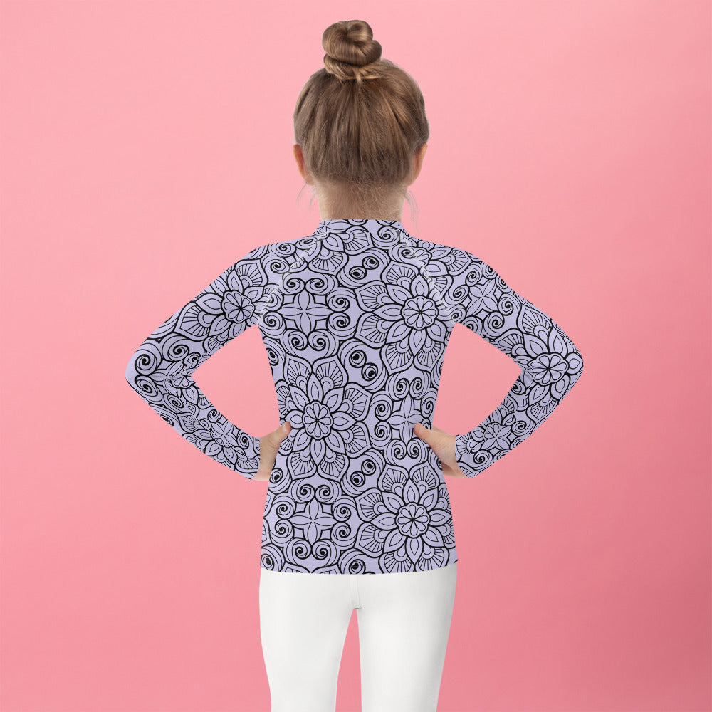 Purple and Black Mandala - Kids Rash Guard