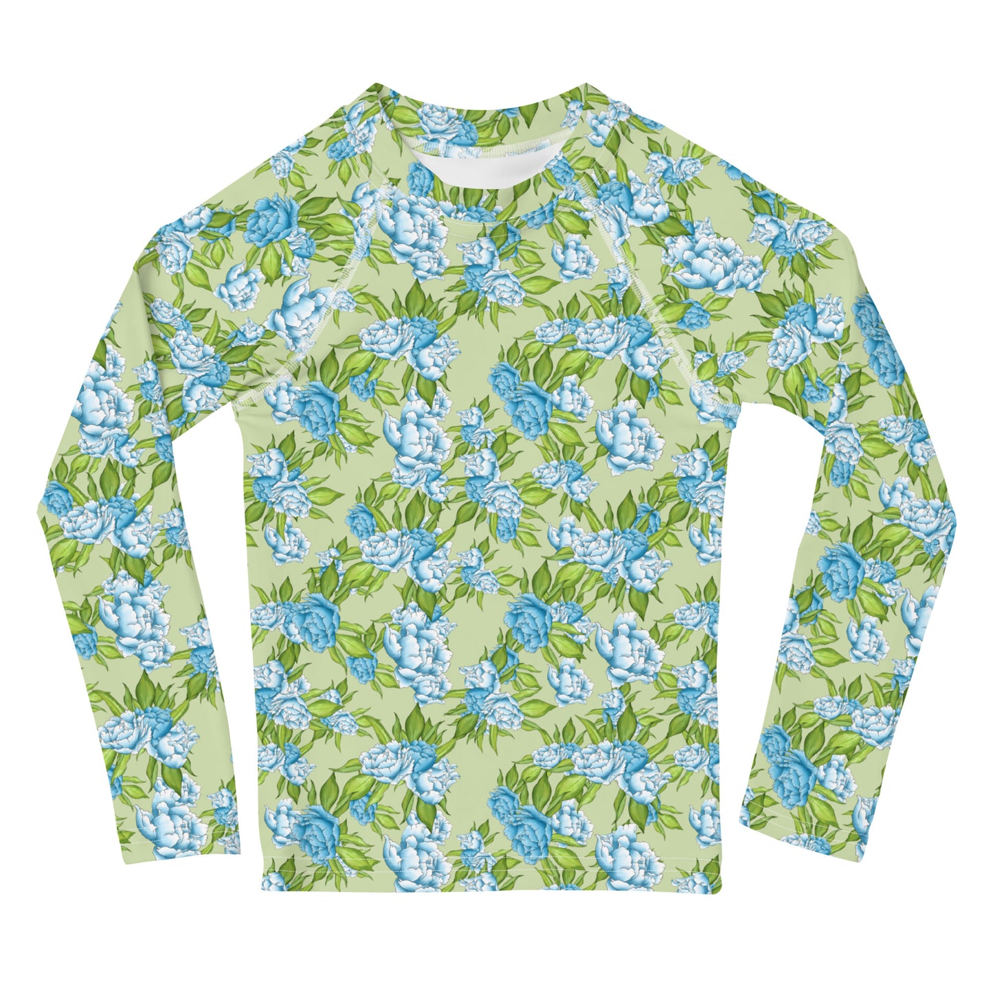 Green and Blue Flowers - Kids Rash Guard