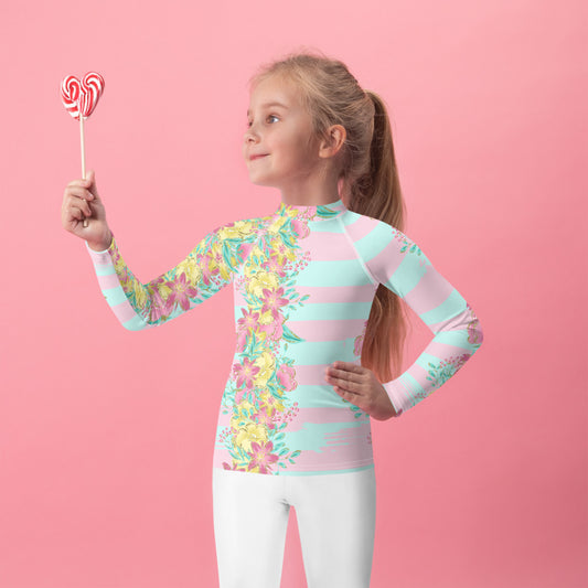 Flowers and Stripes - Kids Rash Guard