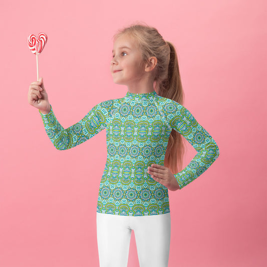 Green Mandala - Kids Rash Guard