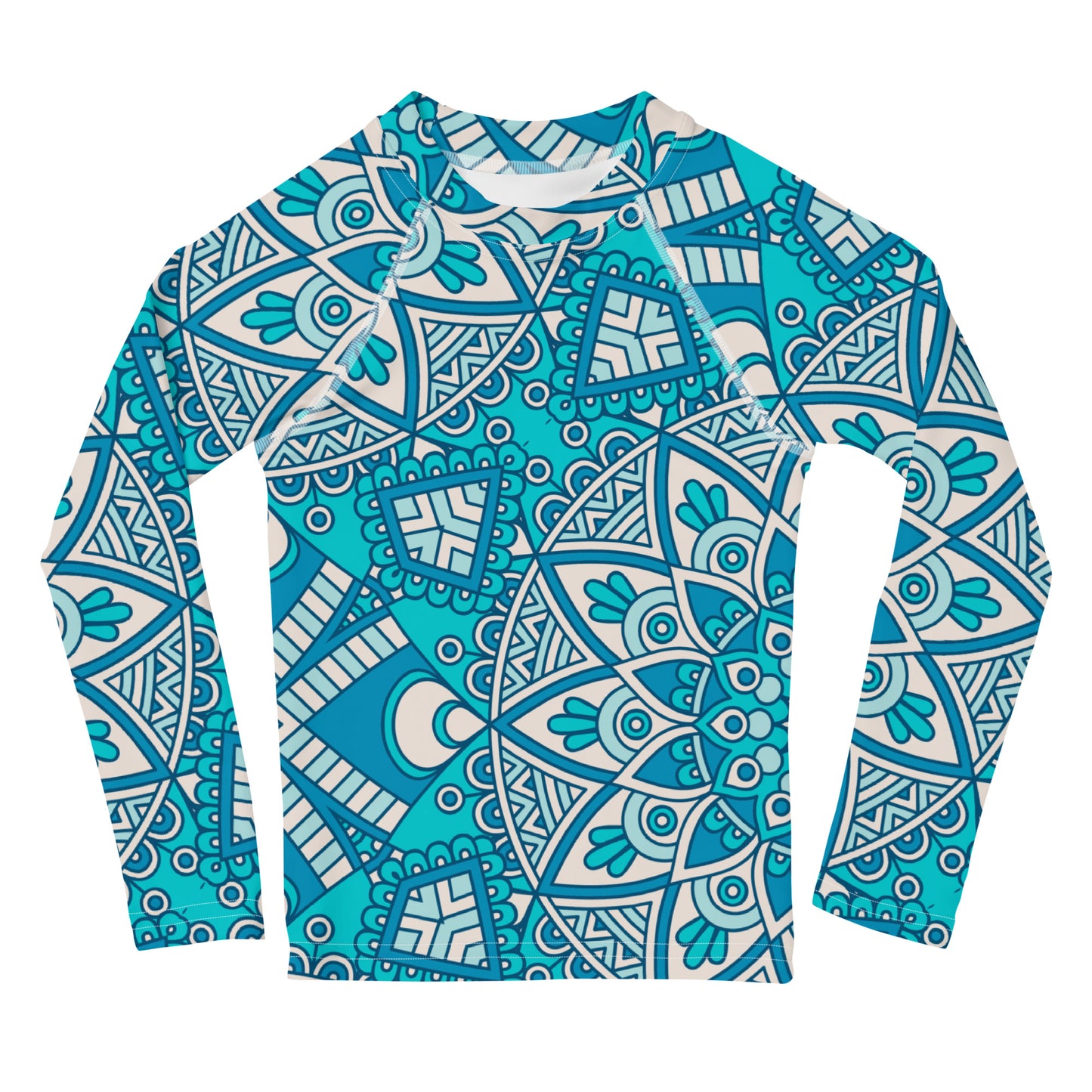 Blue Abstract Mandala - Kids Rash Guard