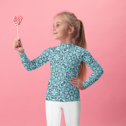 Blue and Black Mandala - Kids Rash Guard