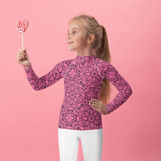 Pink and Black Mandala - Kids Rash Guard