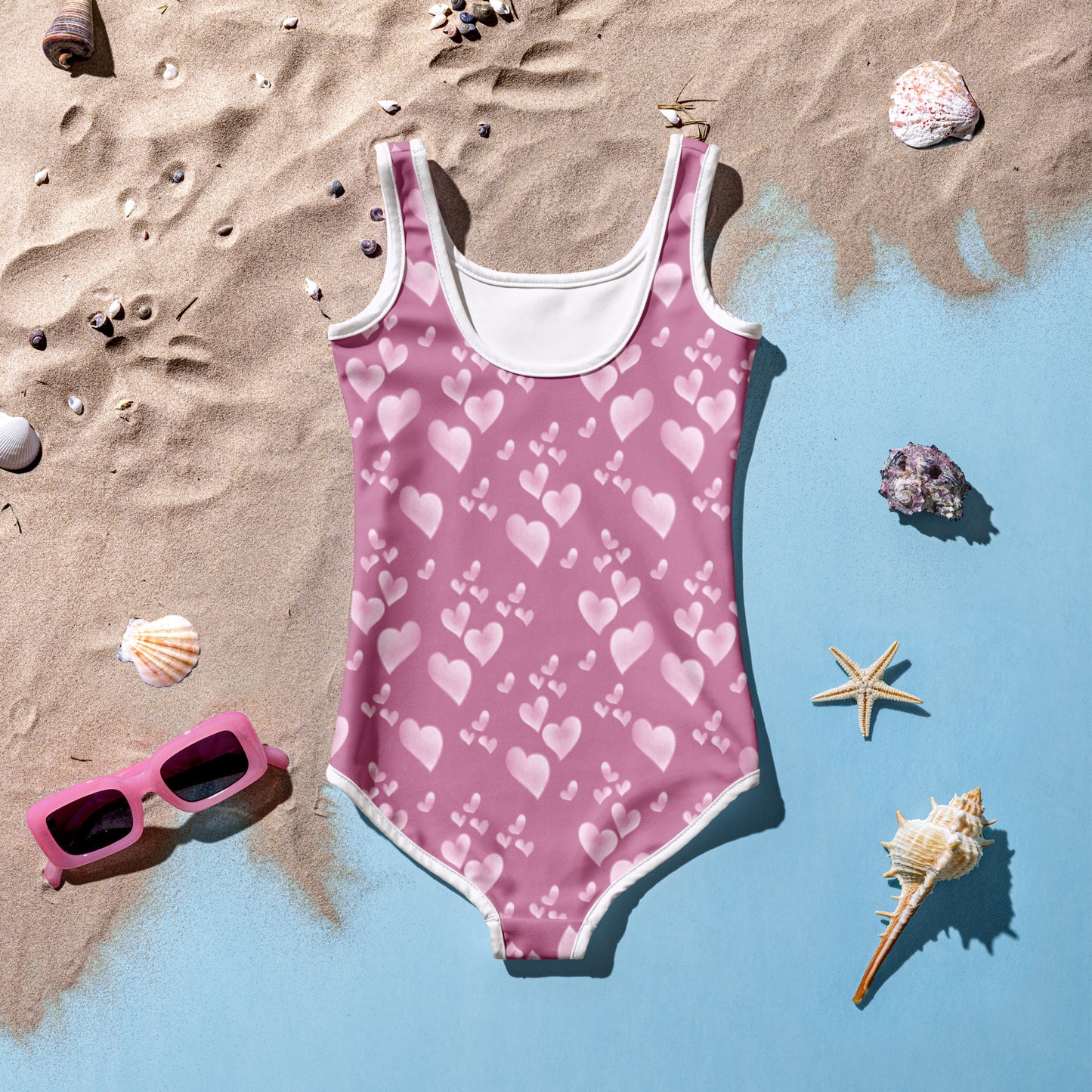 Pink Floating Hearts - Kids Swimsuit