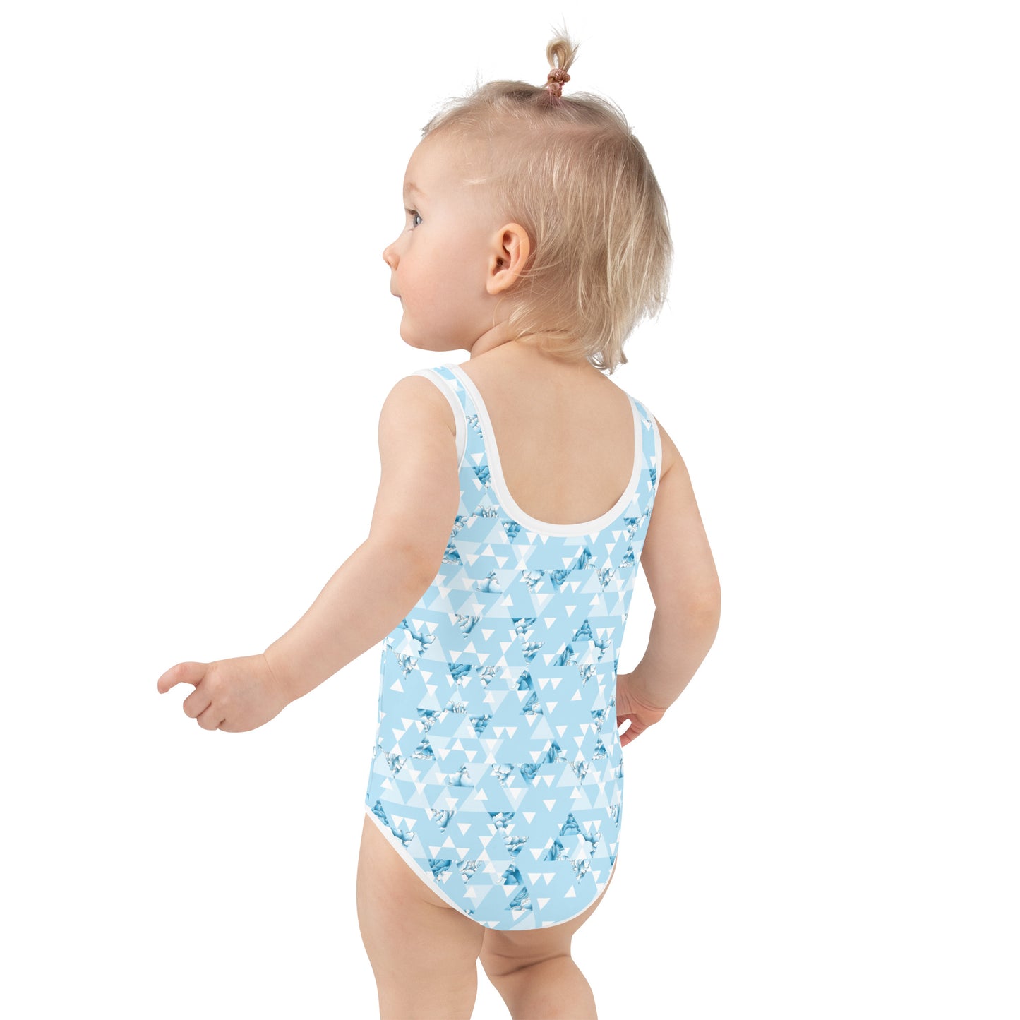 Blue and White Triangles - Kids Swimsuit