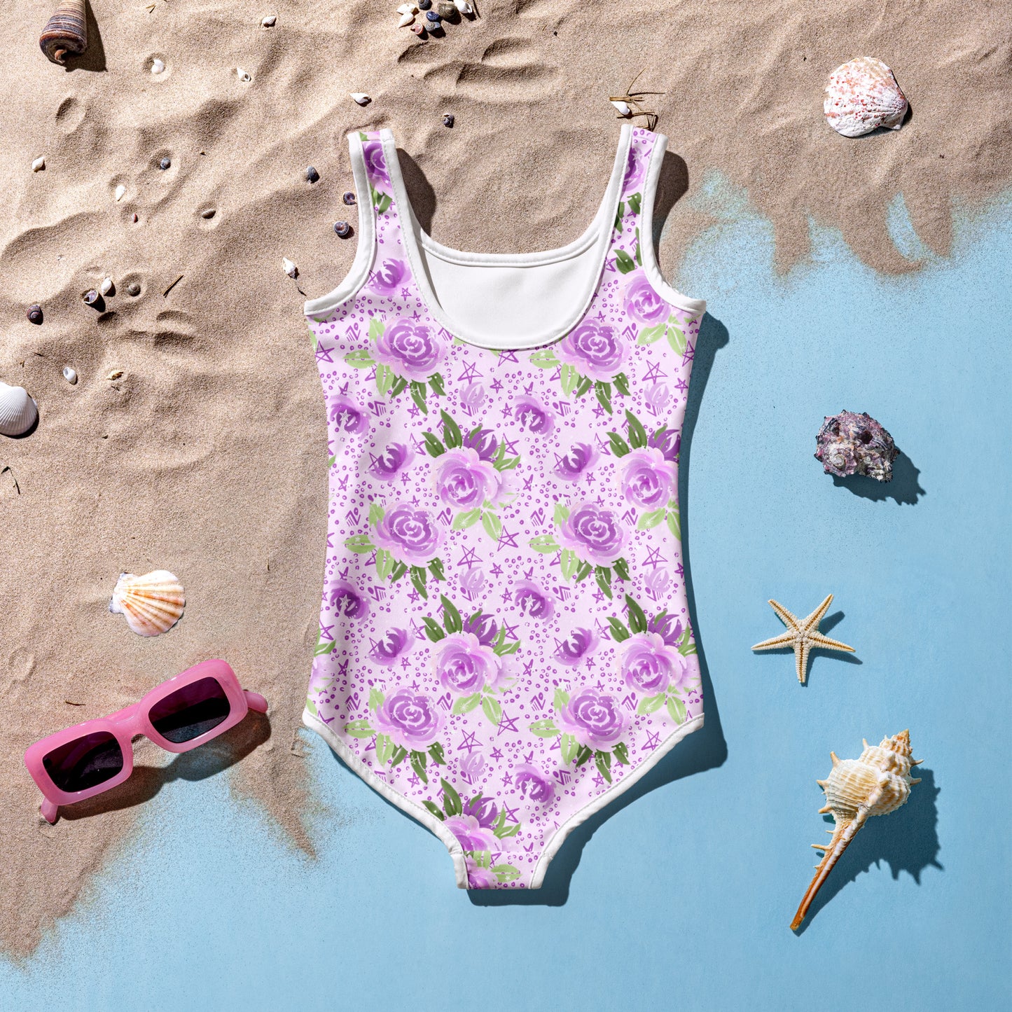 Purple Flowers - Kids Swimsuit