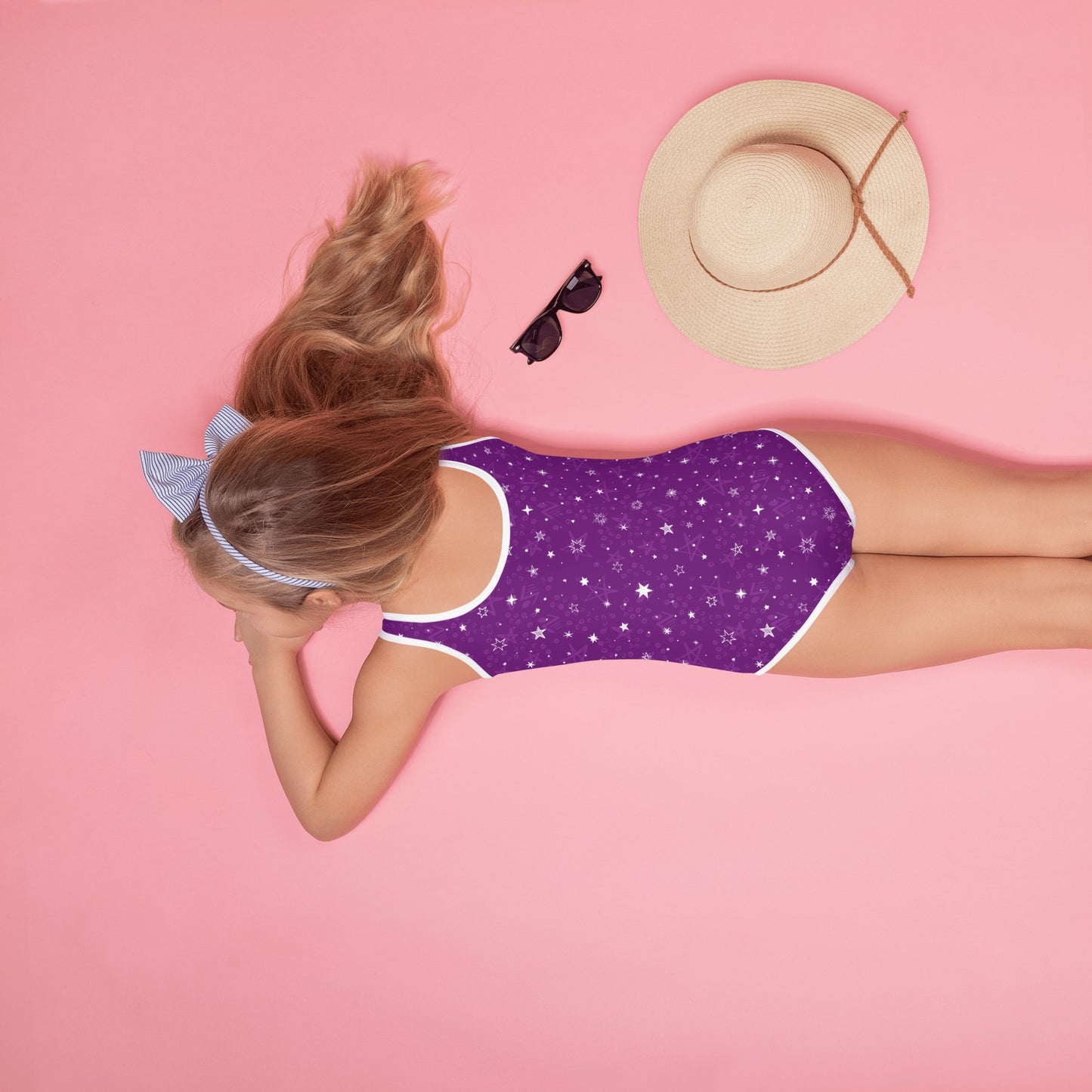 Purple and White Stars - Kids Swimsuit