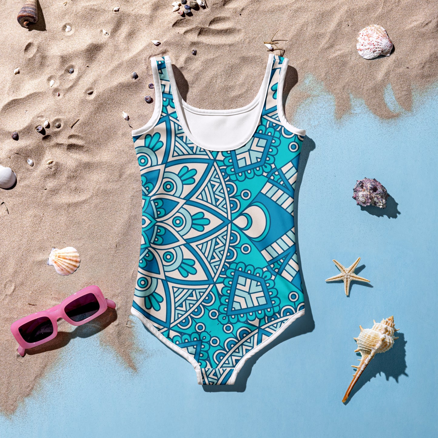 Blue Abstract Mandala - Kids Swimsuit