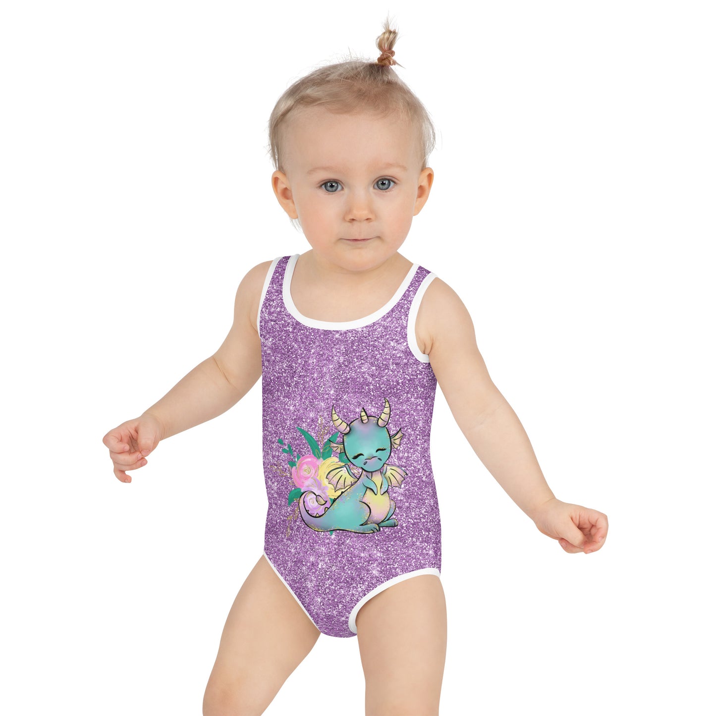 Cute Dragon - Purple - Kids Swimsuit