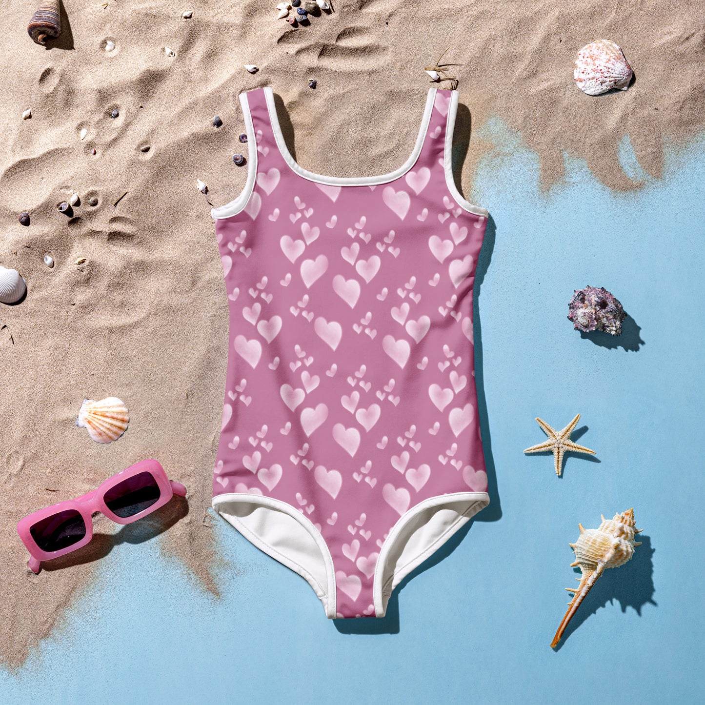 Pink Floating Hearts - Kids Swimsuit