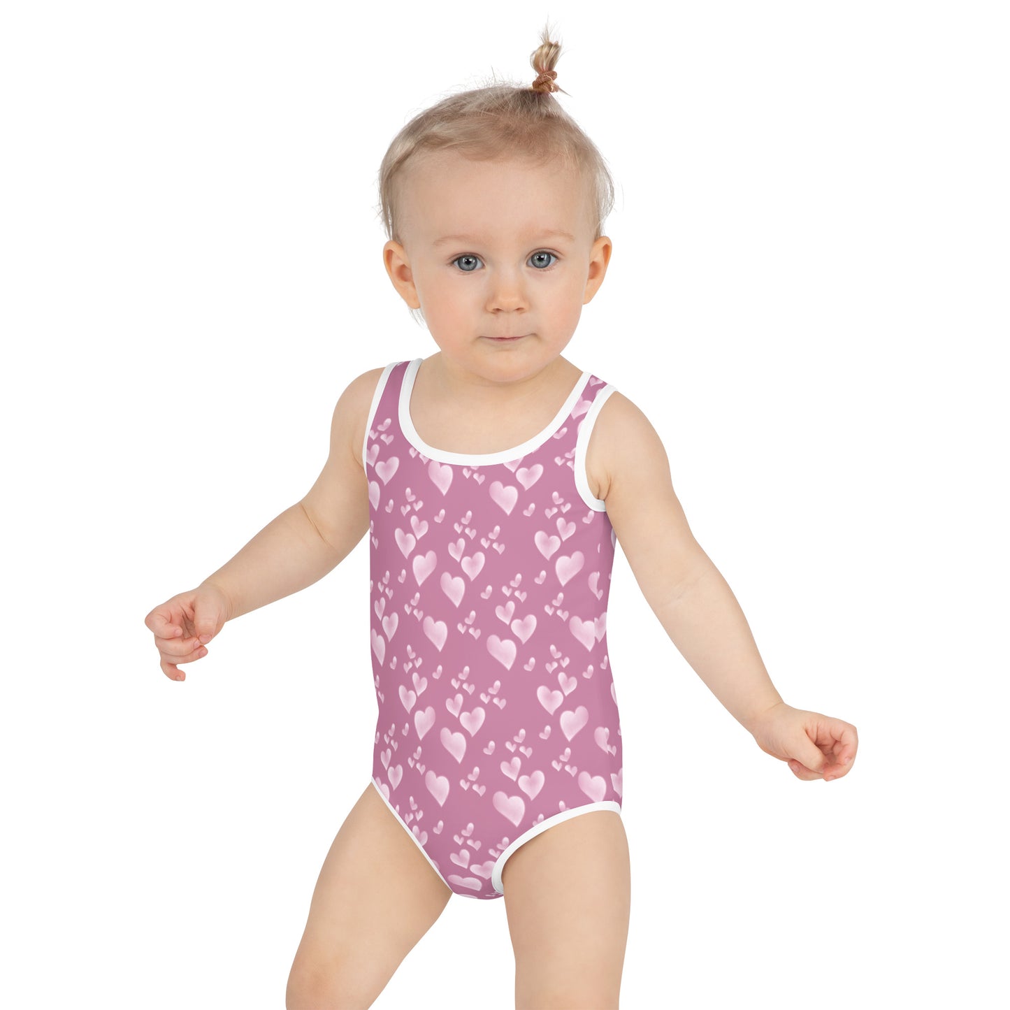 Pink Floating Hearts - Kids Swimsuit
