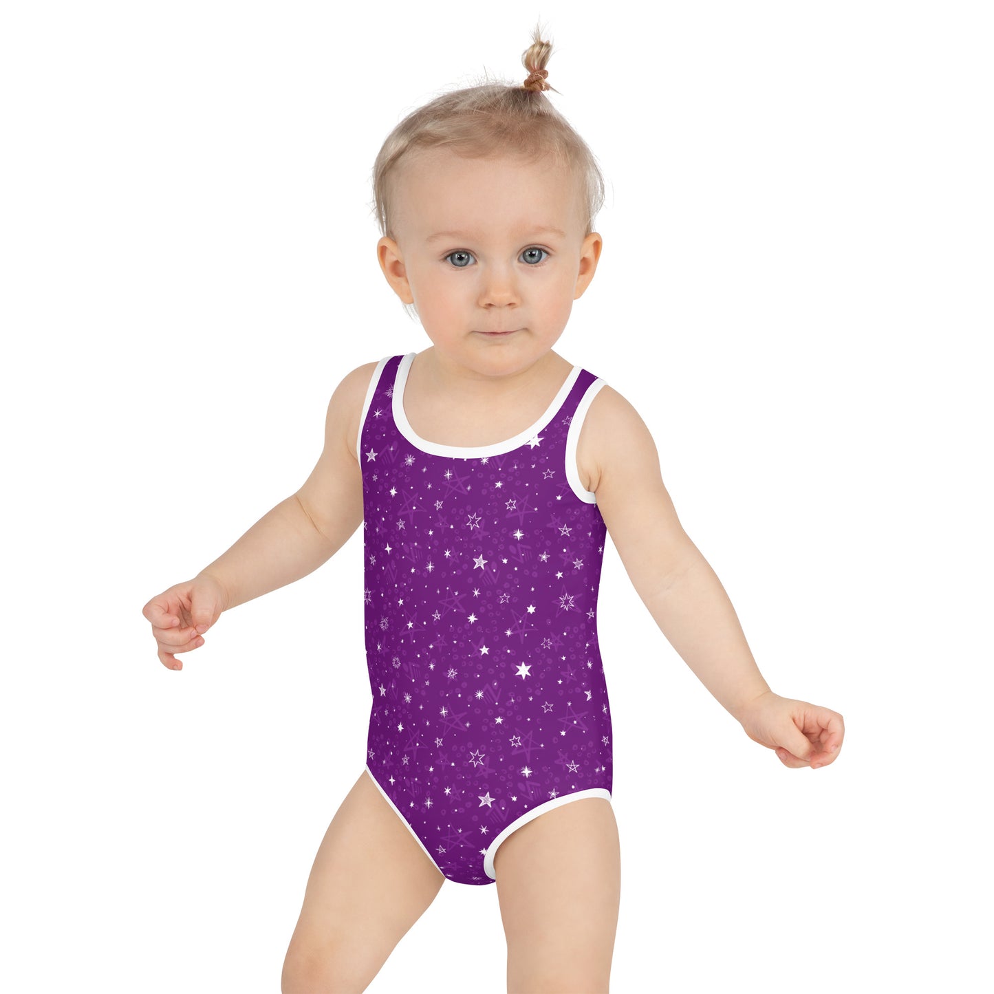 Purple and White Stars - Kids Swimsuit