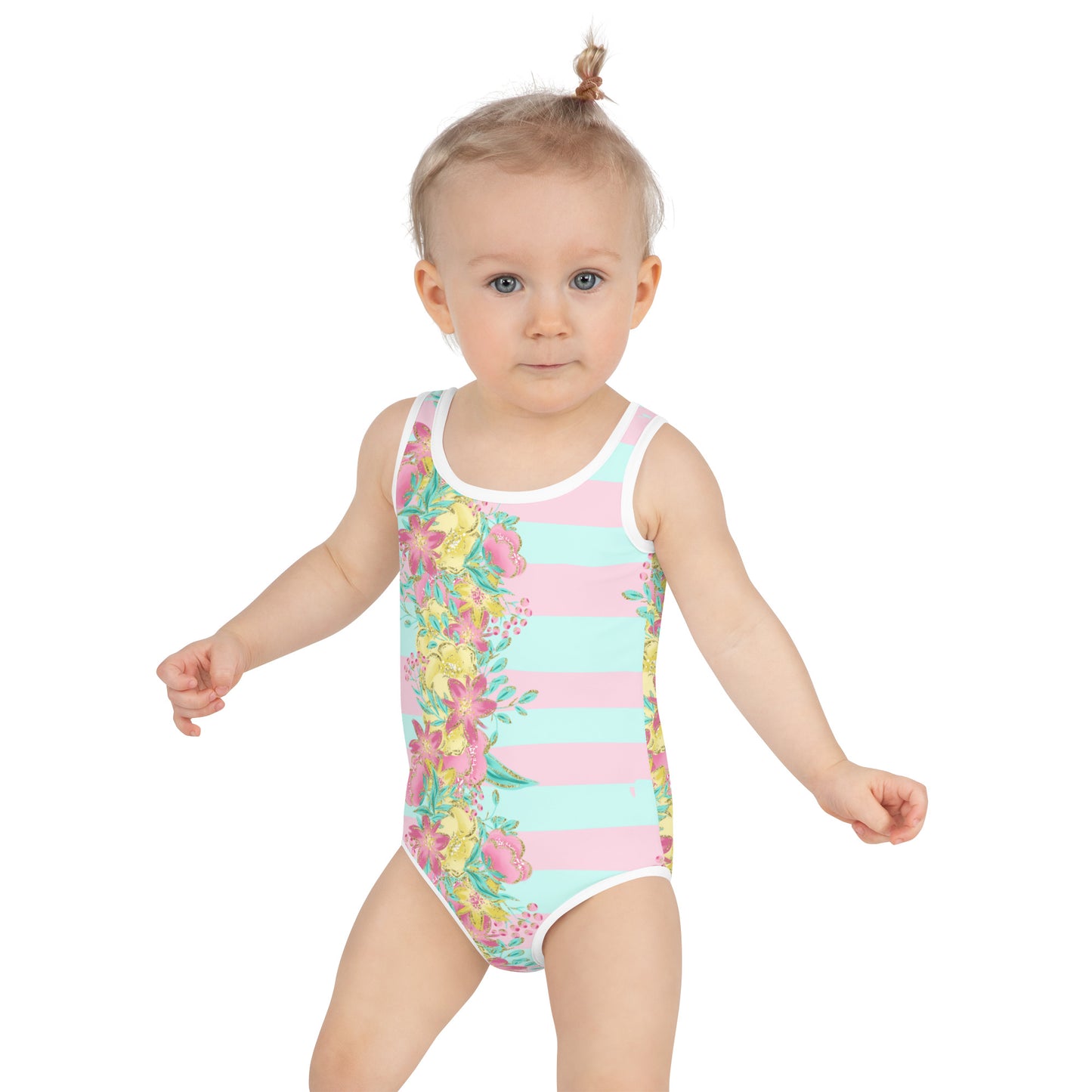 Flowers and Stripes - Kids Swimsuit