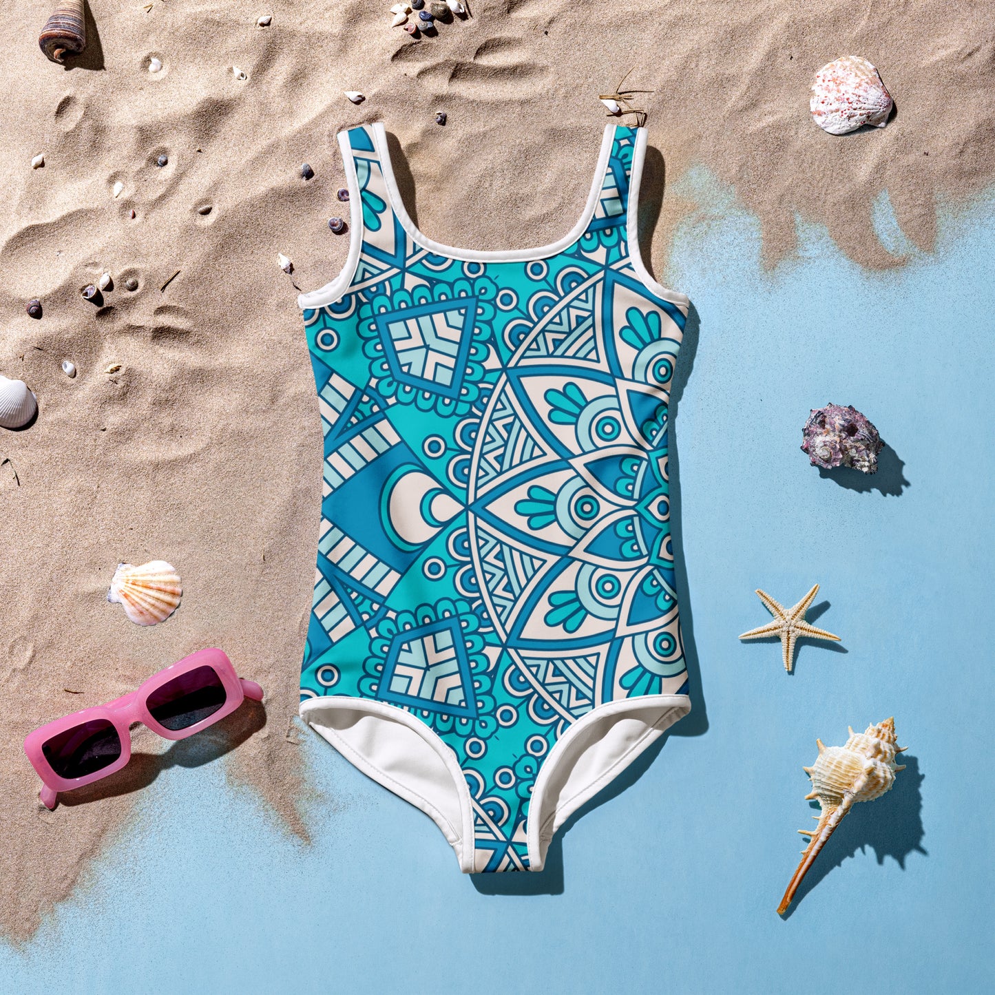 Blue Abstract Mandala - Kids Swimsuit