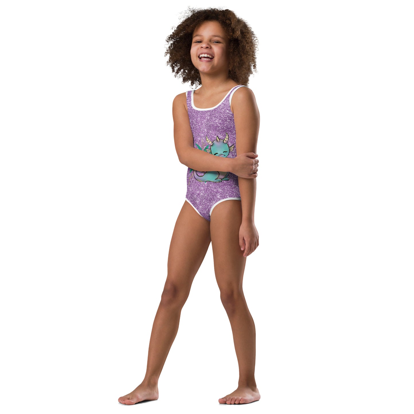 Cute Dragon - Purple - Kids Swimsuit