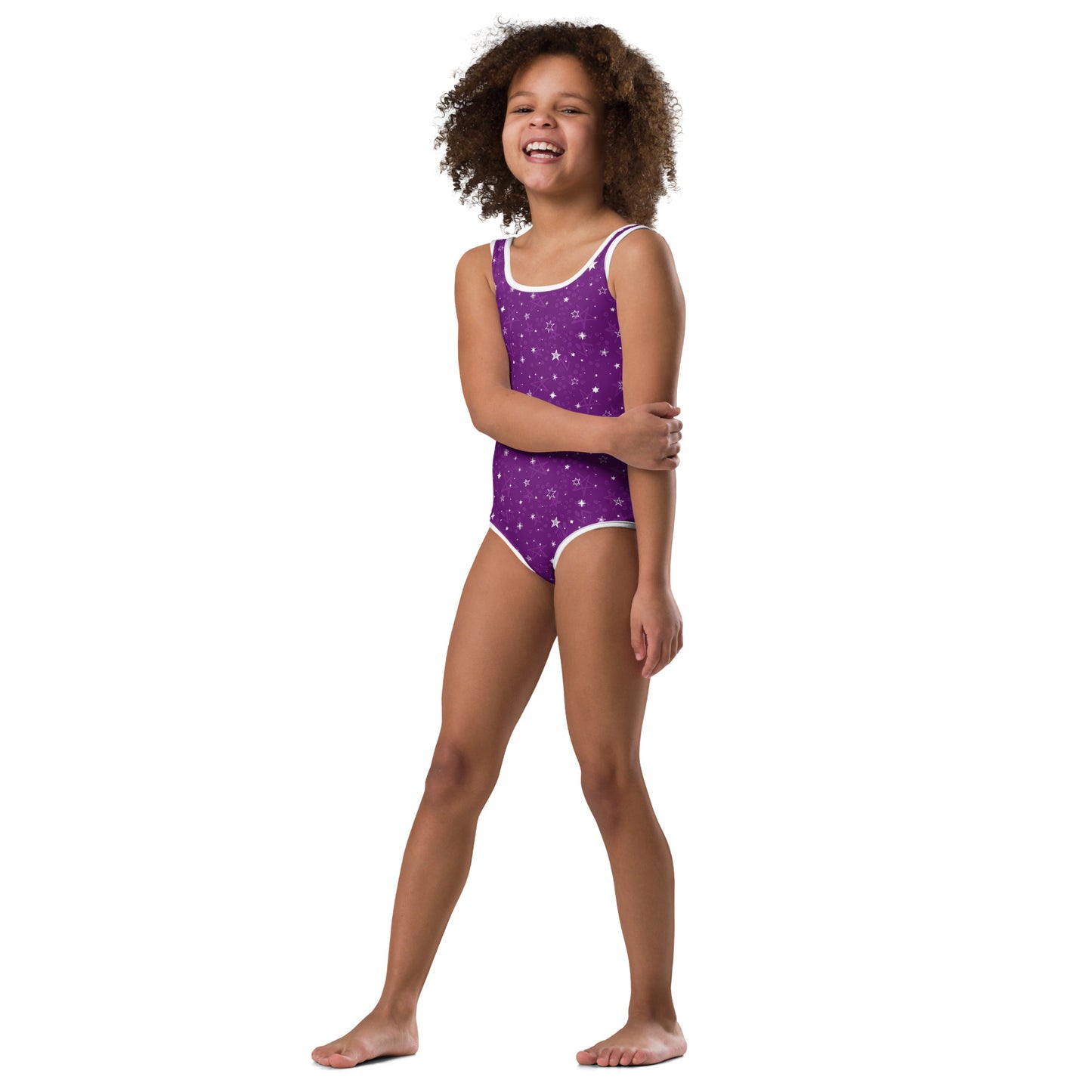 Purple and White Stars - Kids Swimsuit