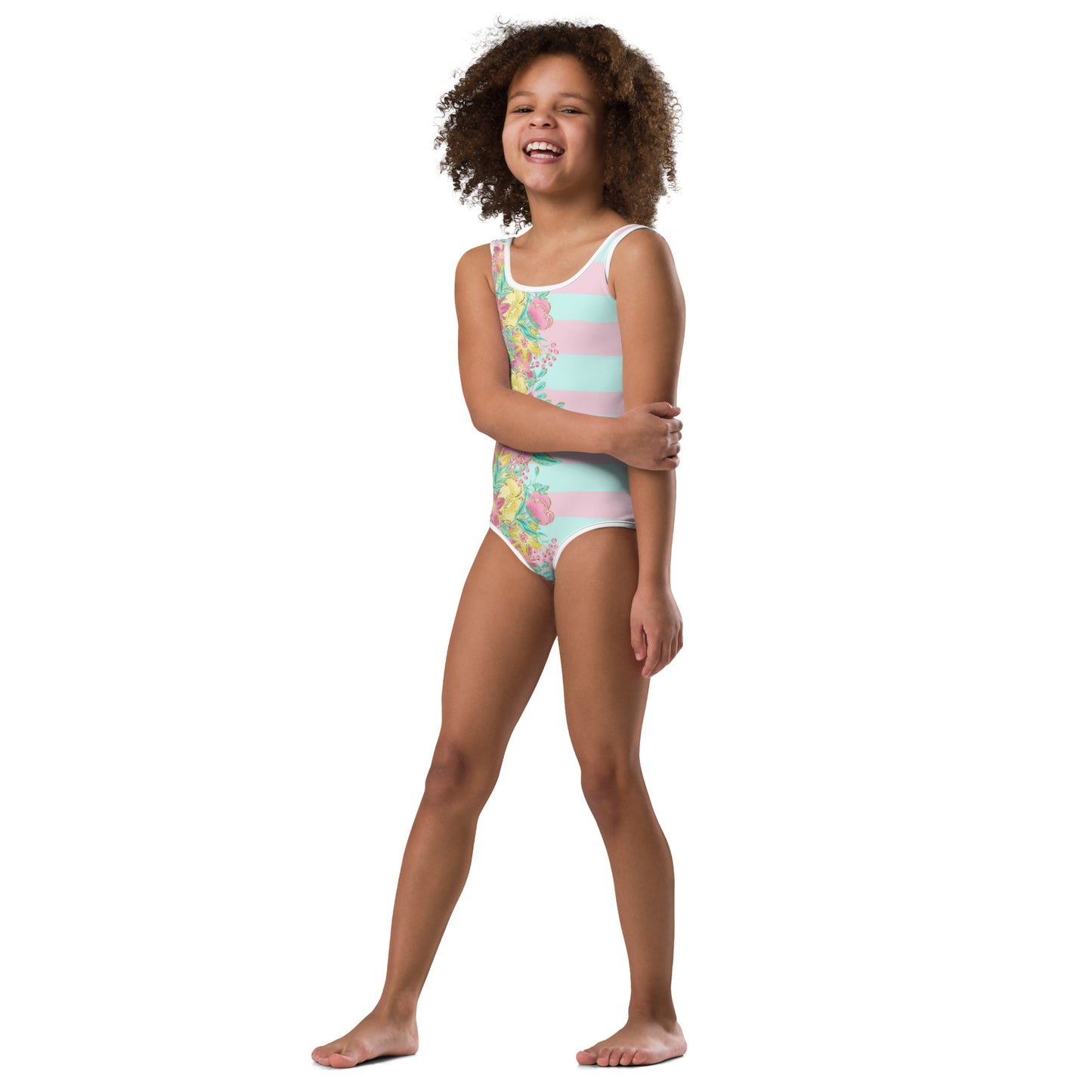 Flowers and Stripes - Kids Swimsuit