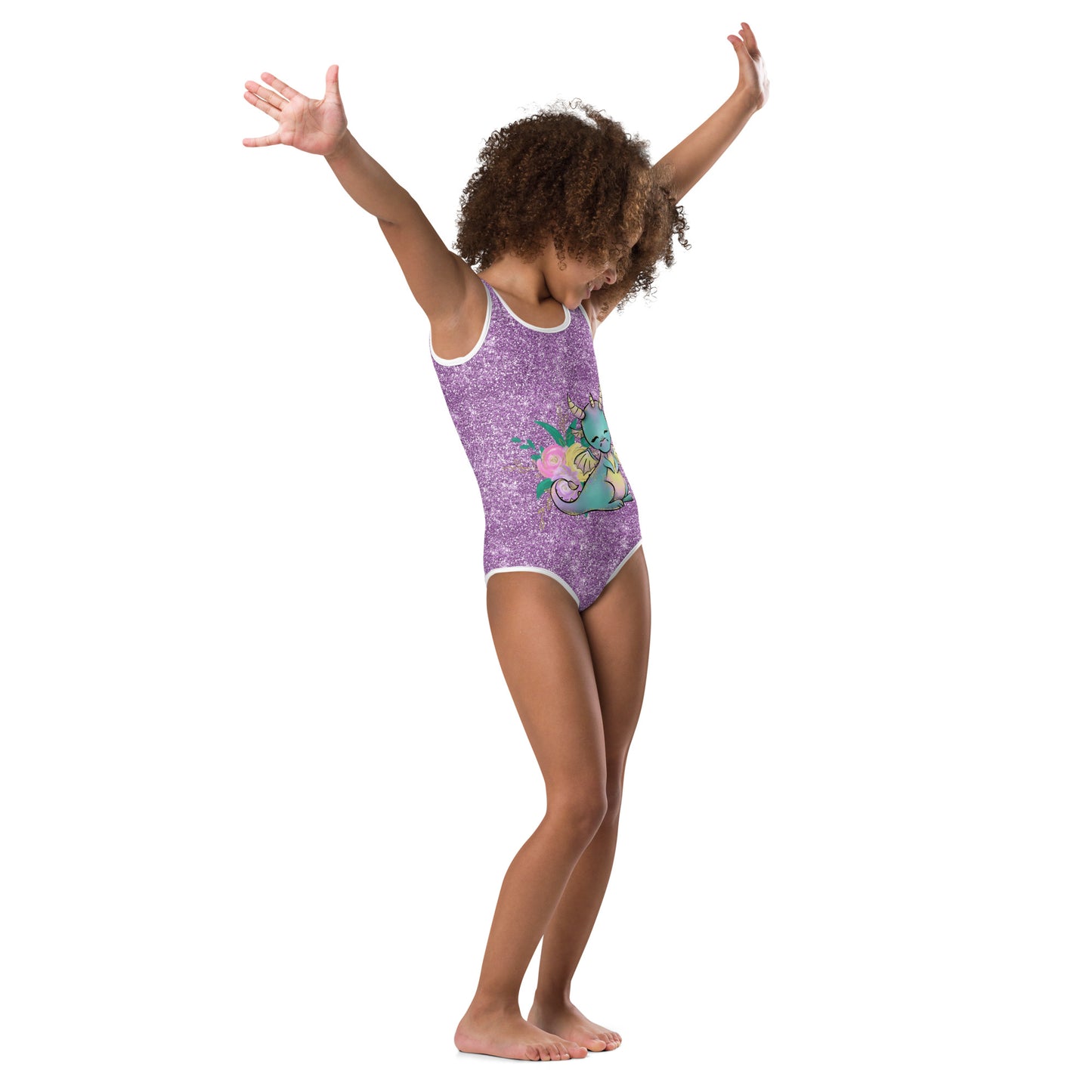 Cute Dragon - Purple - Kids Swimsuit