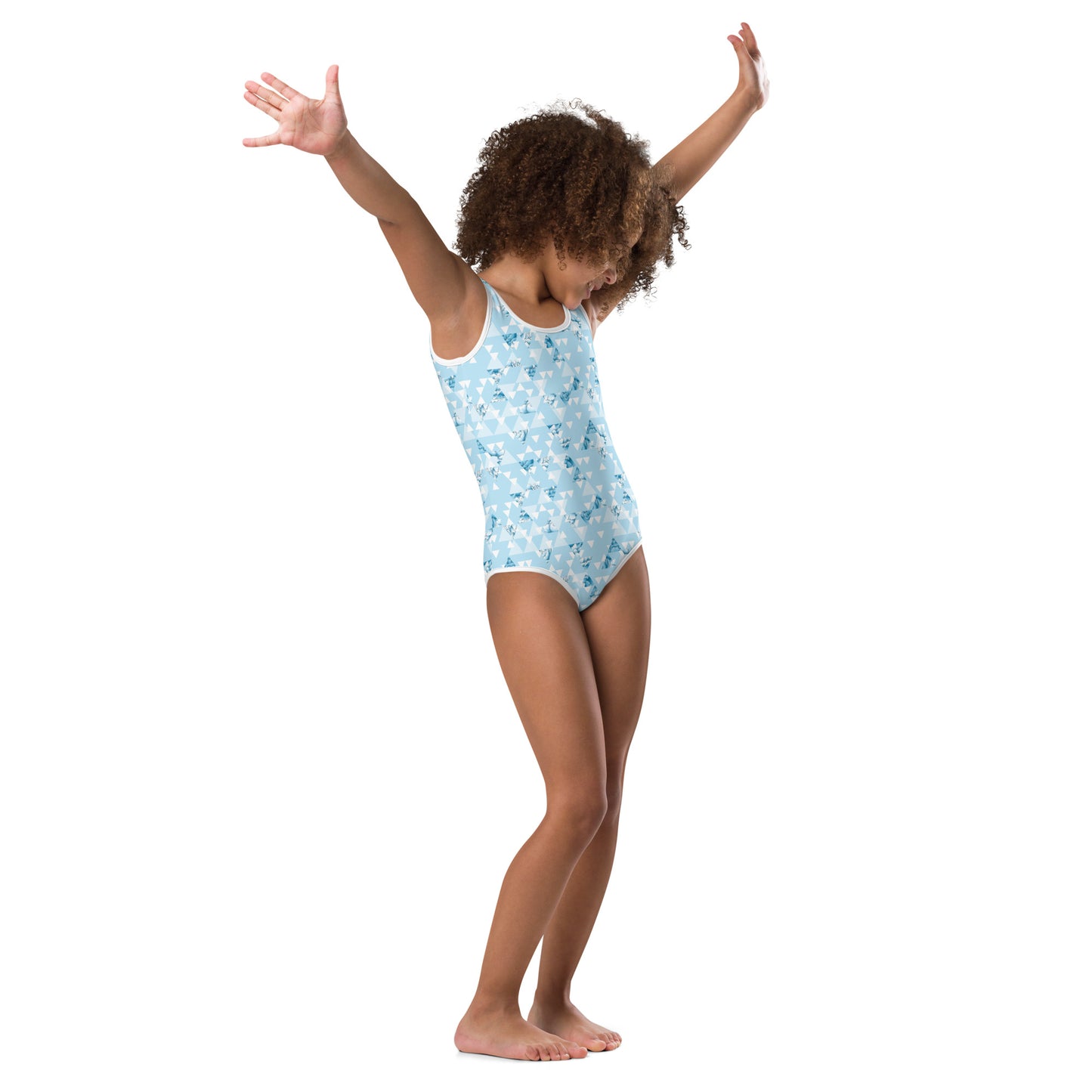 Blue and White Triangles - Kids Swimsuit
