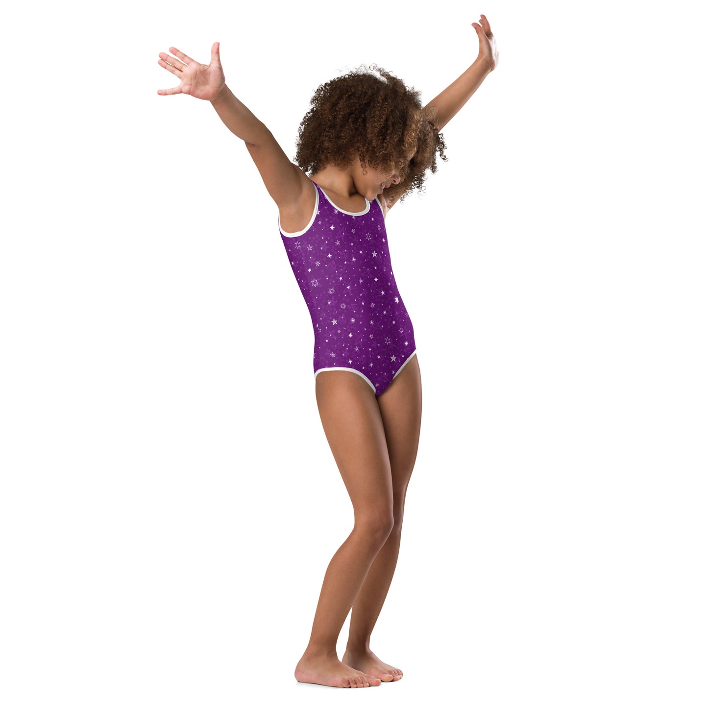 Purple and White Stars - Kids Swimsuit