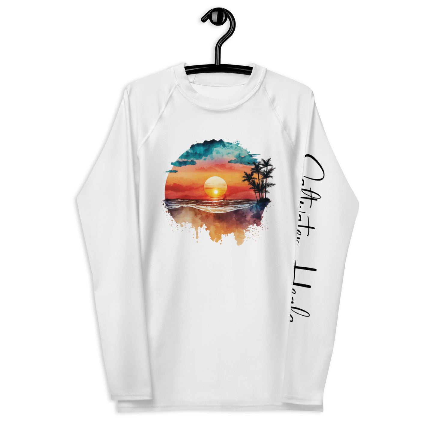Watercolor Sunset - Saltwater Heals - White - Men's Rash Guard