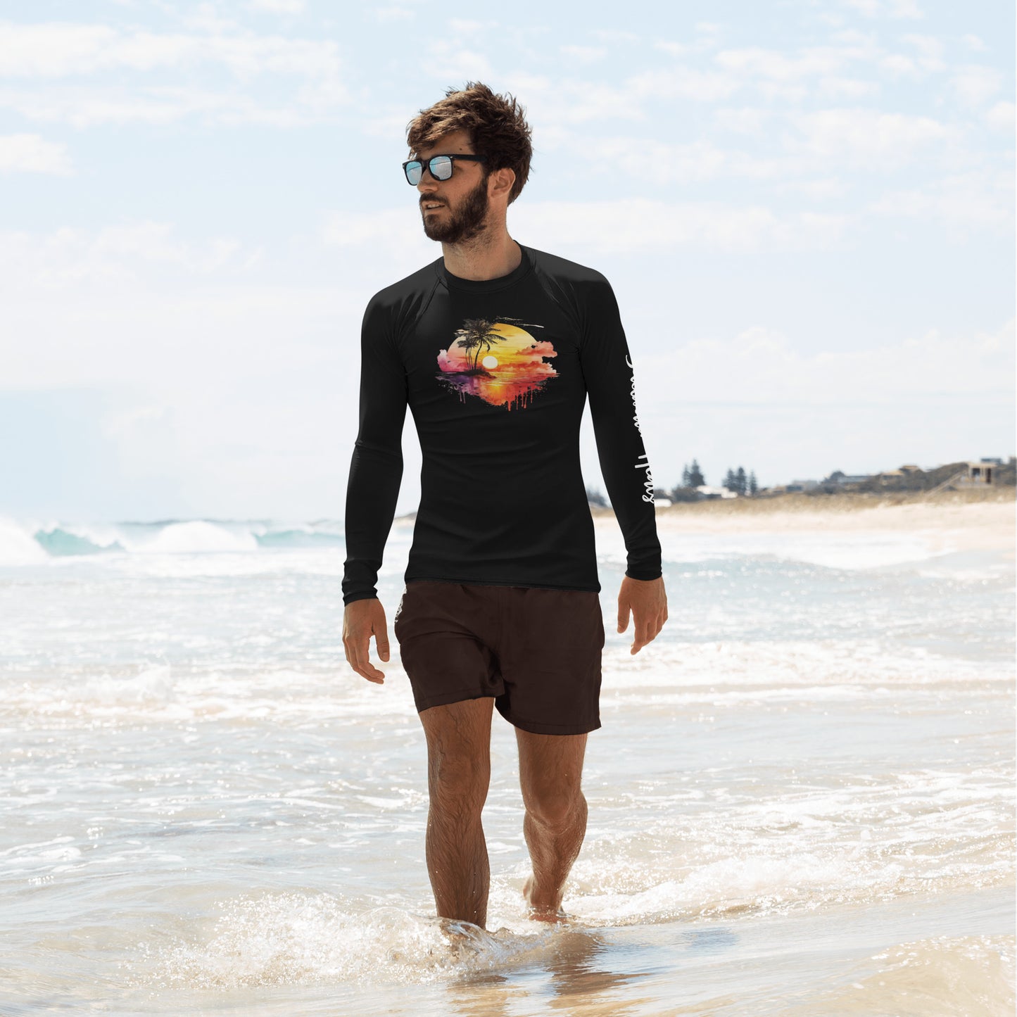 Amazing Ocean Sunset - Saltwater Heals - Black - Men's Rash Guard
