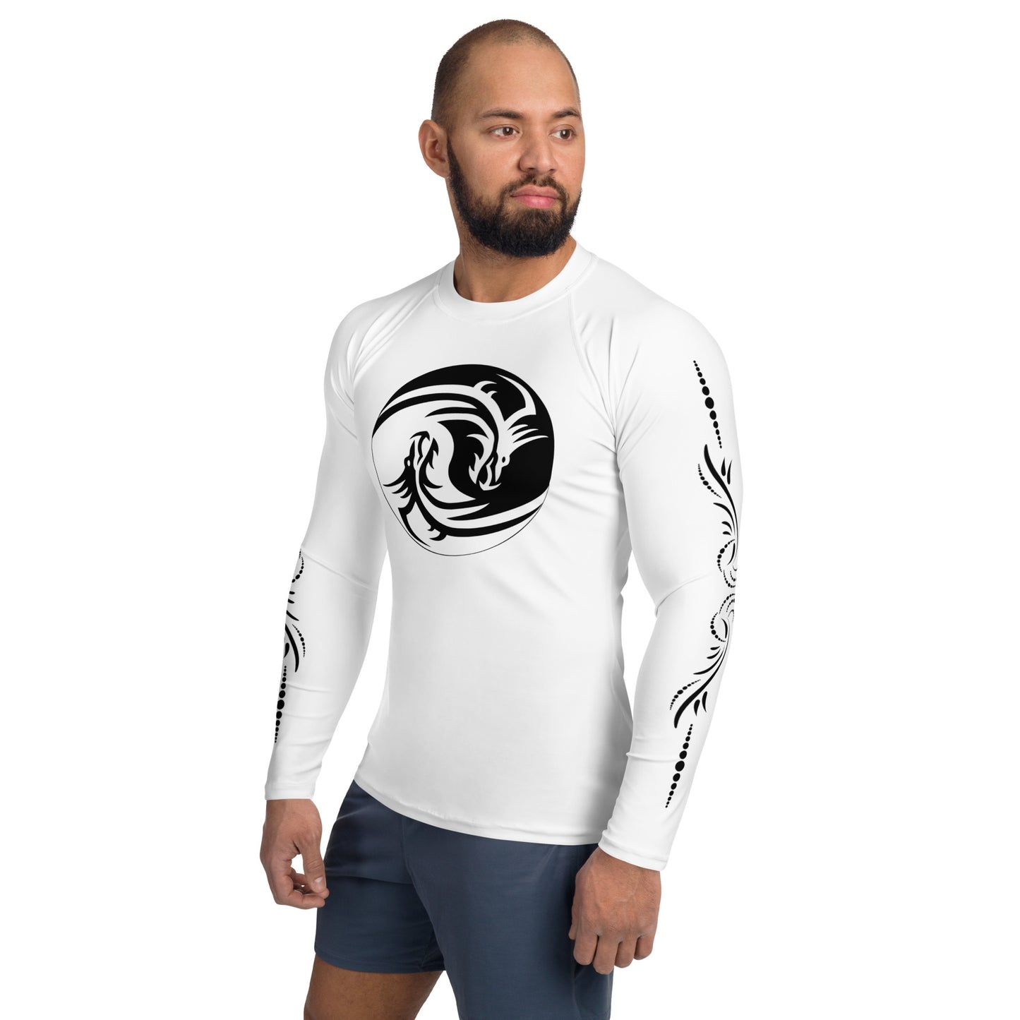 Dragon Yin Yang - White - Men's Rash Guard