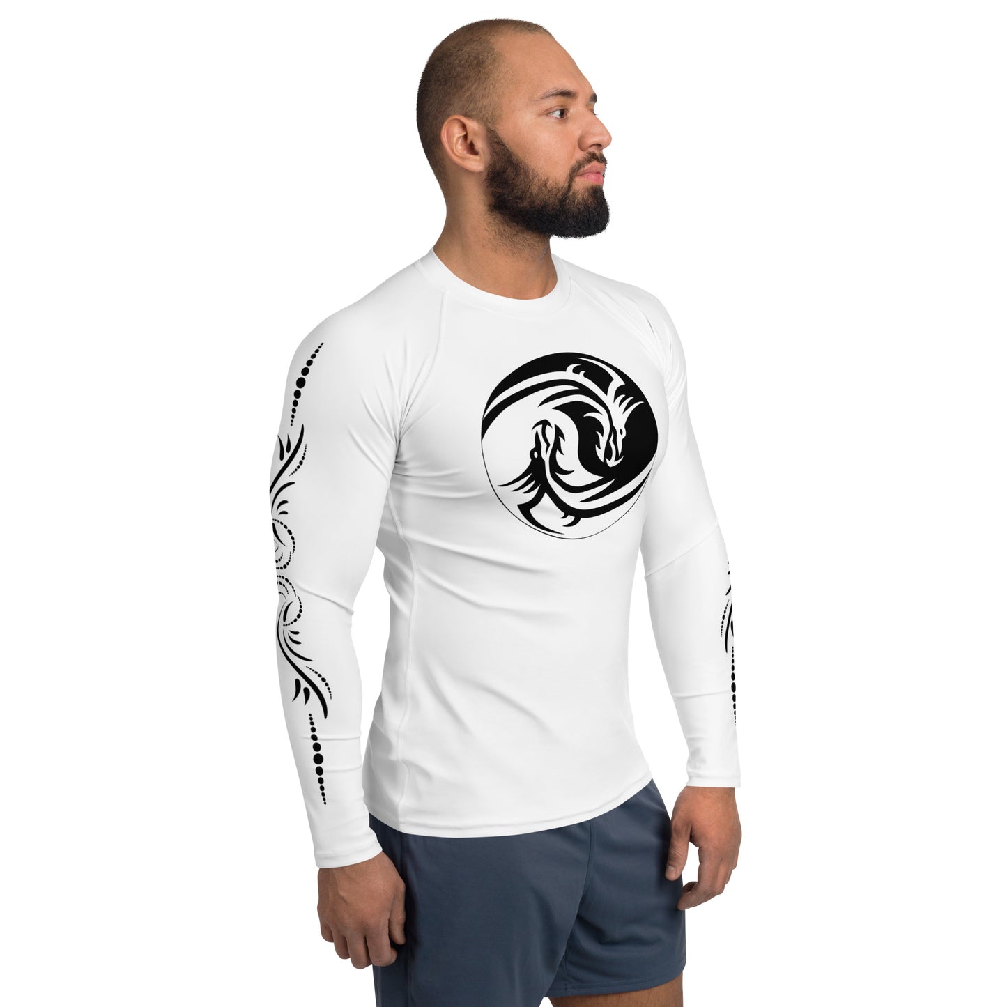 Dragon Yin Yang - White - Men's Rash Guard