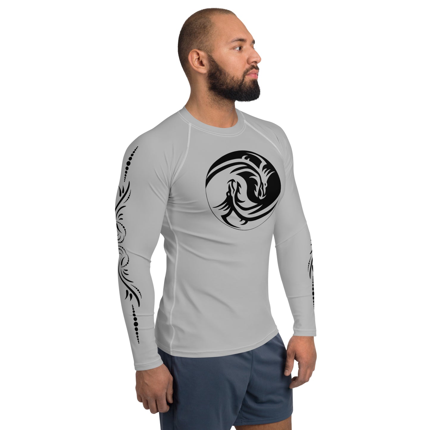 Dragon Yin Yang - Gray- Men's Rash Guard