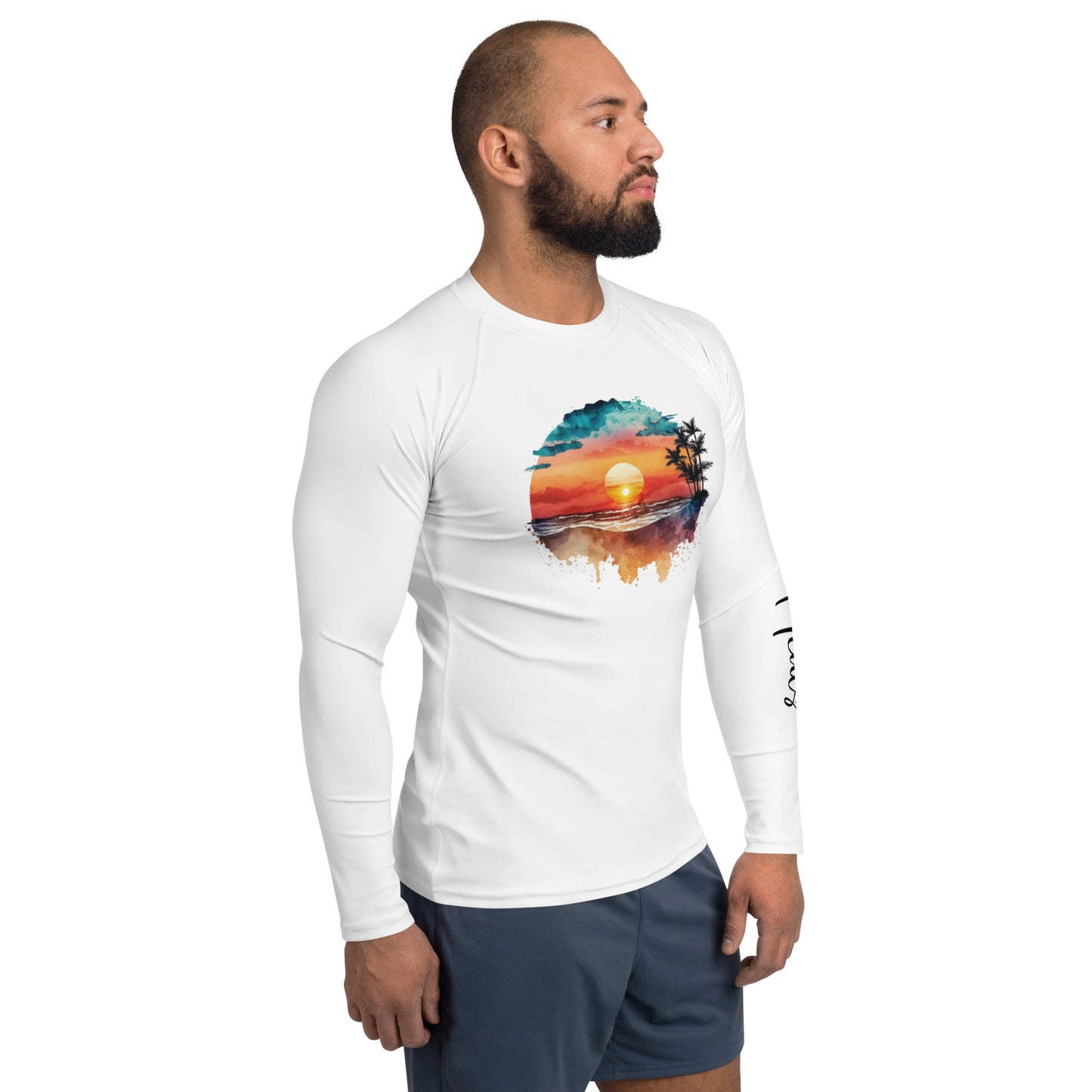Watercolor Sunset - Saltwater Heals - White - Men's Rash Guard