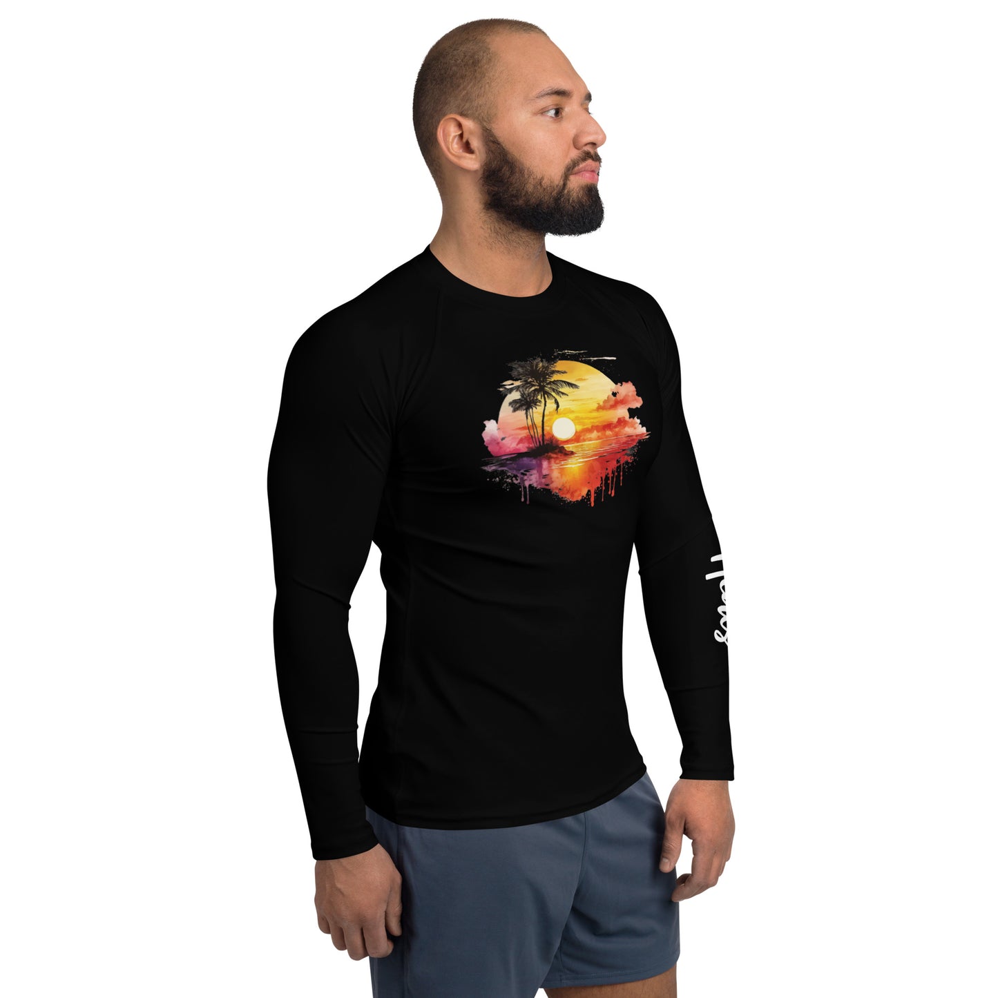 Amazing Ocean Sunset - Saltwater Heals - Black - Men's Rash Guard