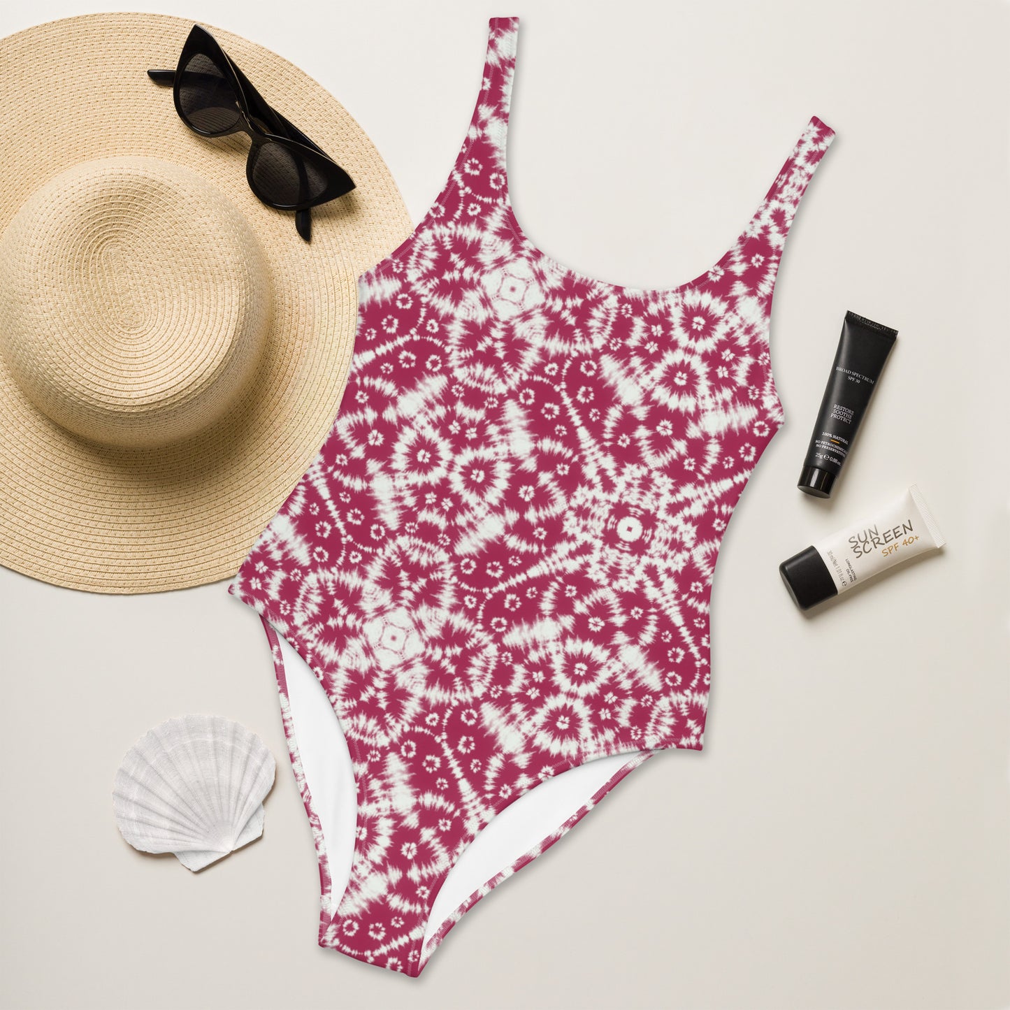 Batik - Red - One-Piece Women Swimsuit