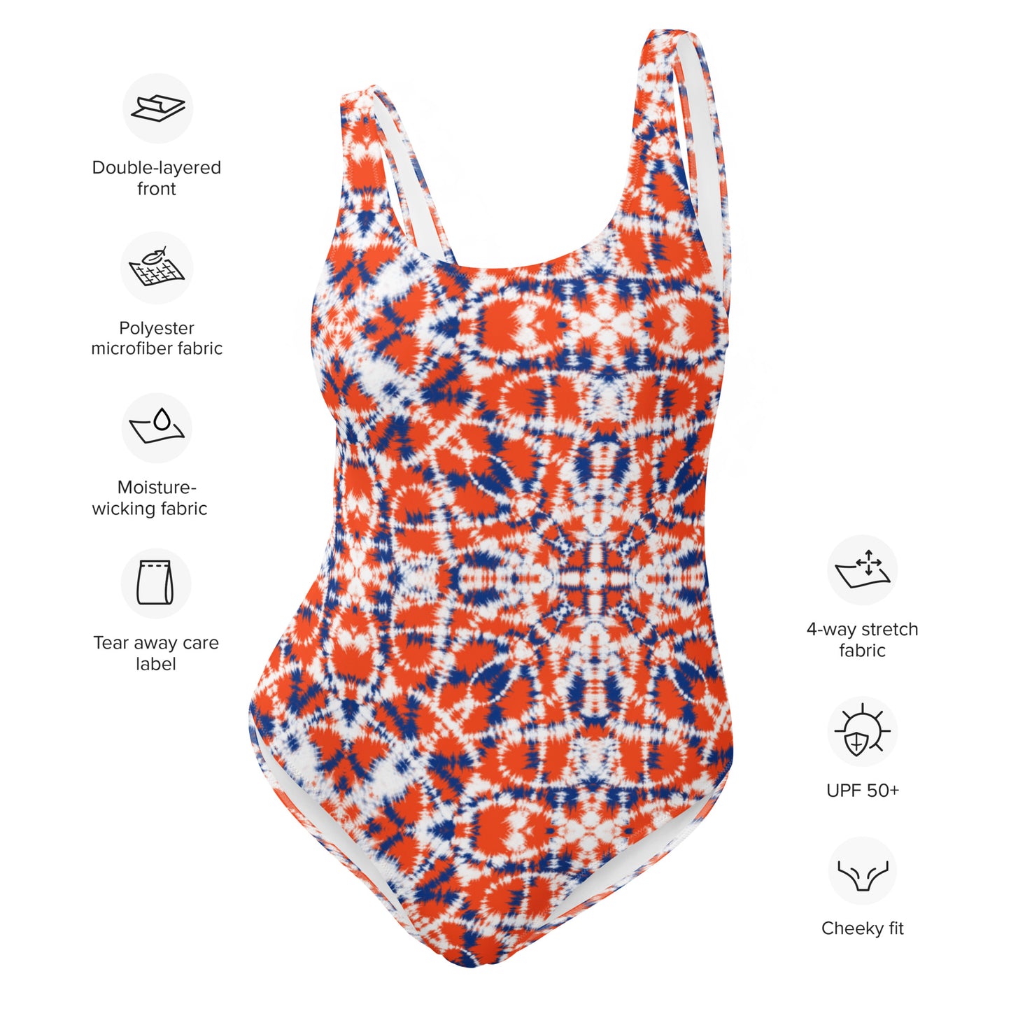 Batik - Orange and Blue - One-Piece Women Swimsuit