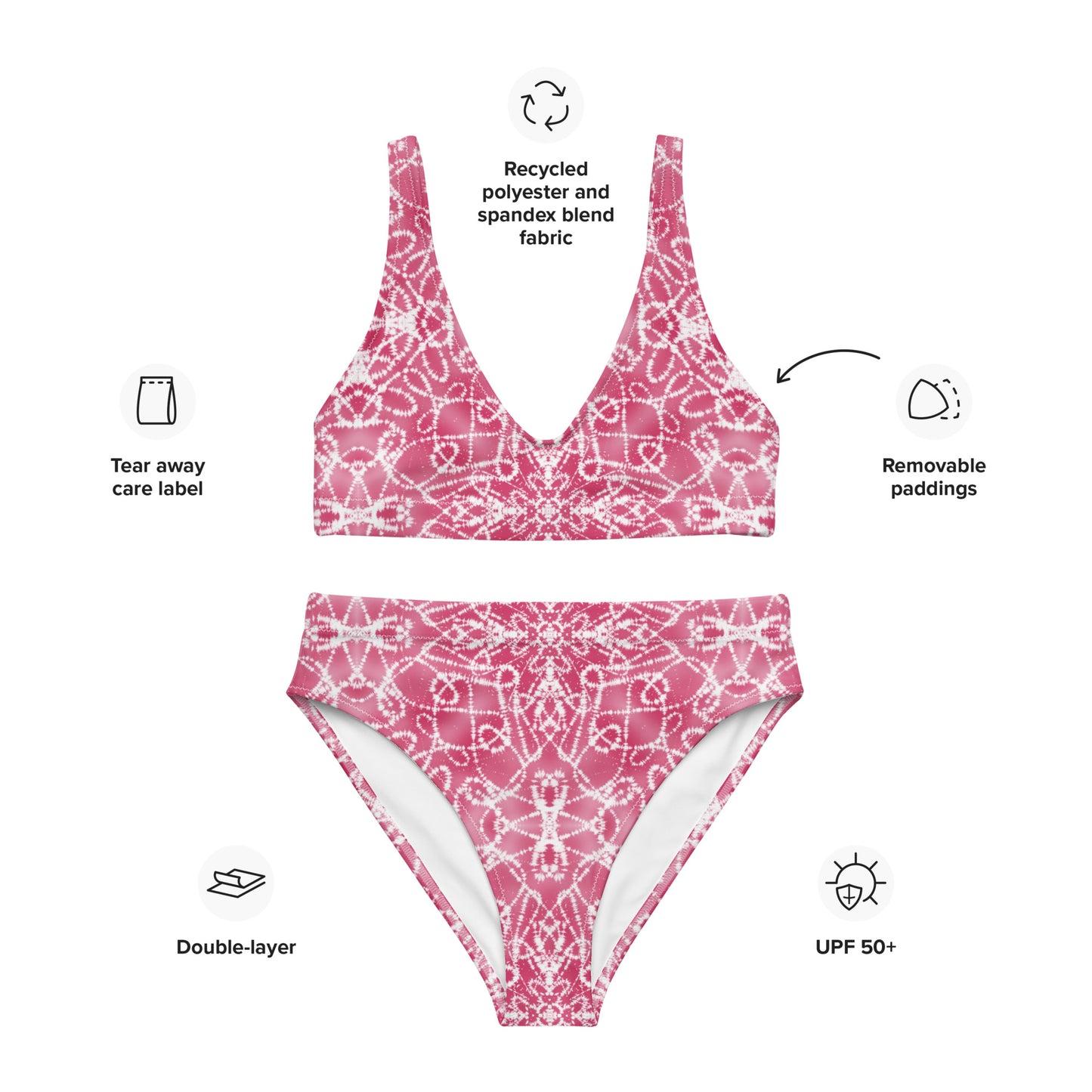 Batik - Pink - Recycled high-waisted bikini