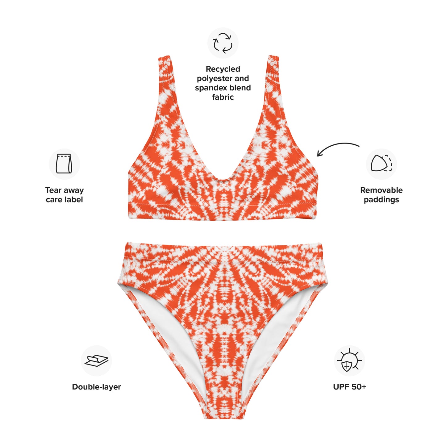 Boho Batik - Orange - Recycled high-waisted bikini
