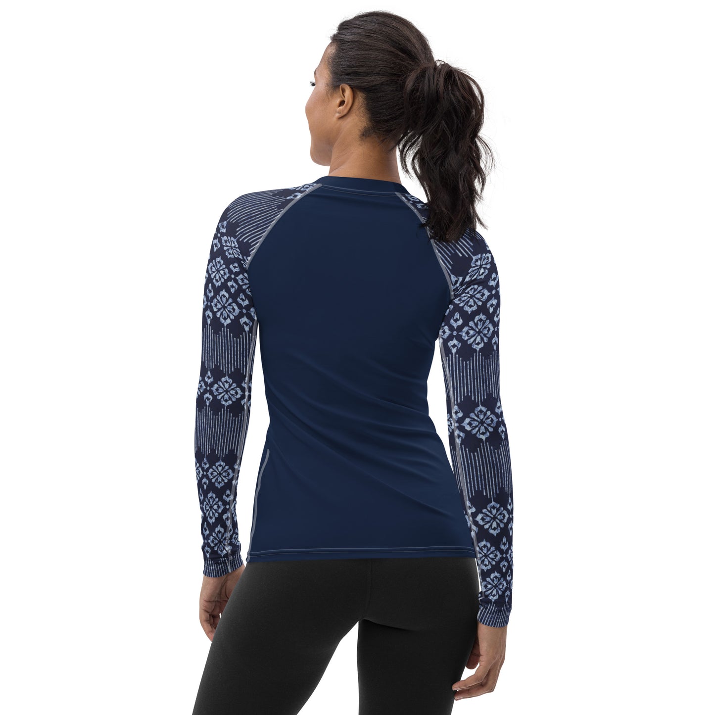 Indigo Batik Sleeves with Navy Body - Women's Rash Guard