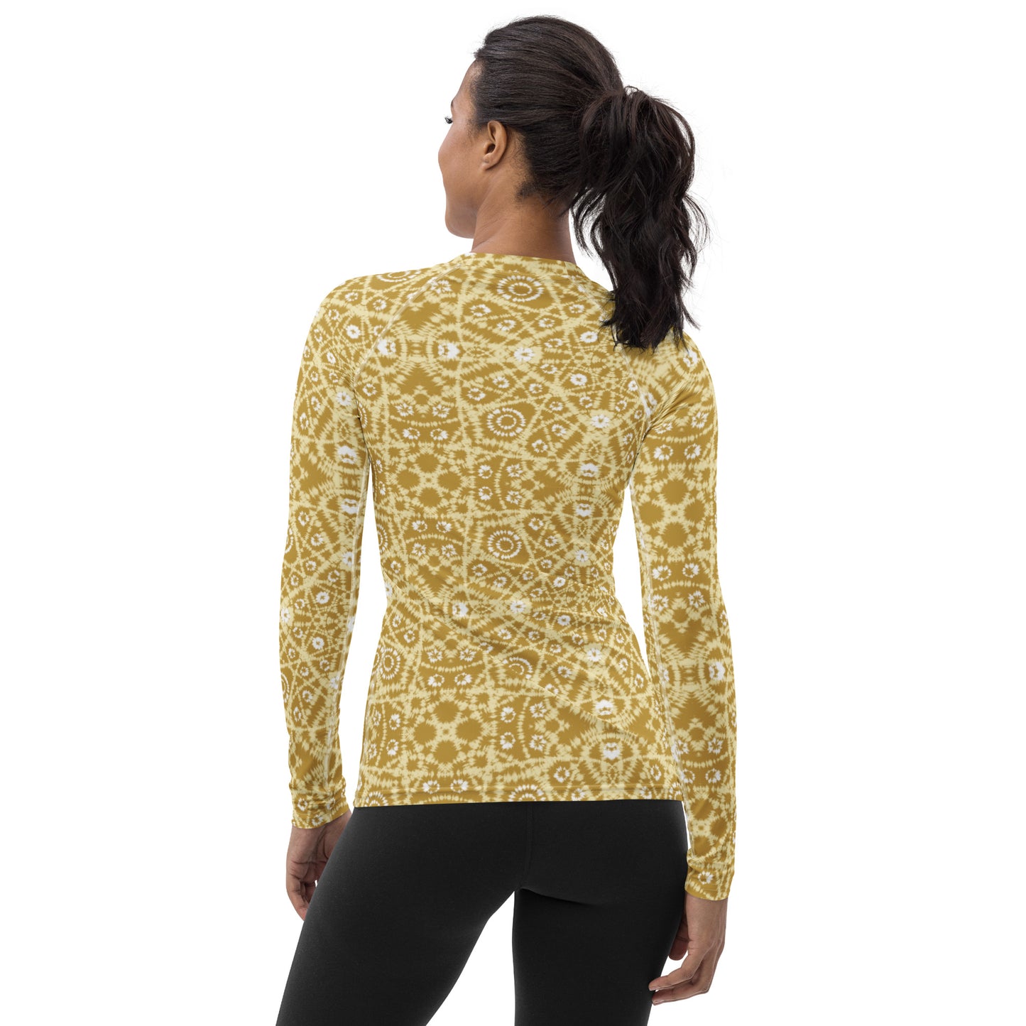 Dark Yellow Boho Batik - Women's Rash Guard
