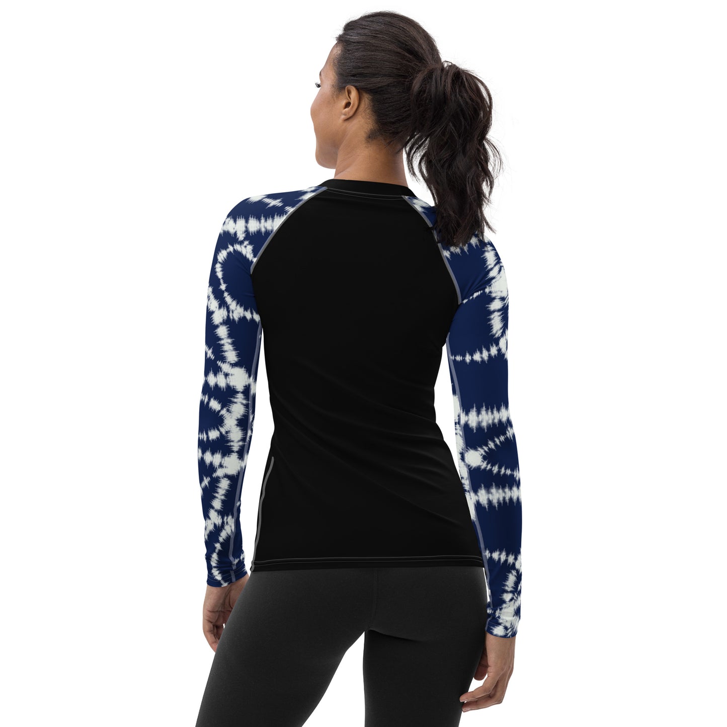 Indigo Batik 2 Sleeves and Black Body - Women's Rash Guard